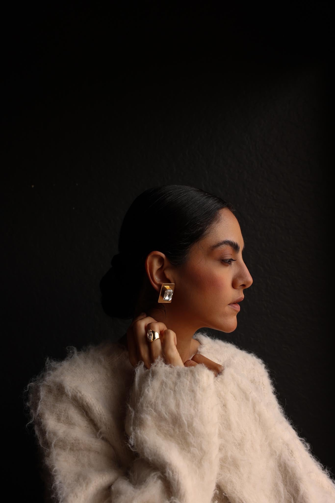 Radiant Gold Crystal Statement Earrings|Vintage Baazaar 