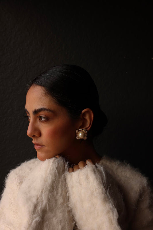 Regal Pearl Wreath  Earrings|Vintage Baazaar 