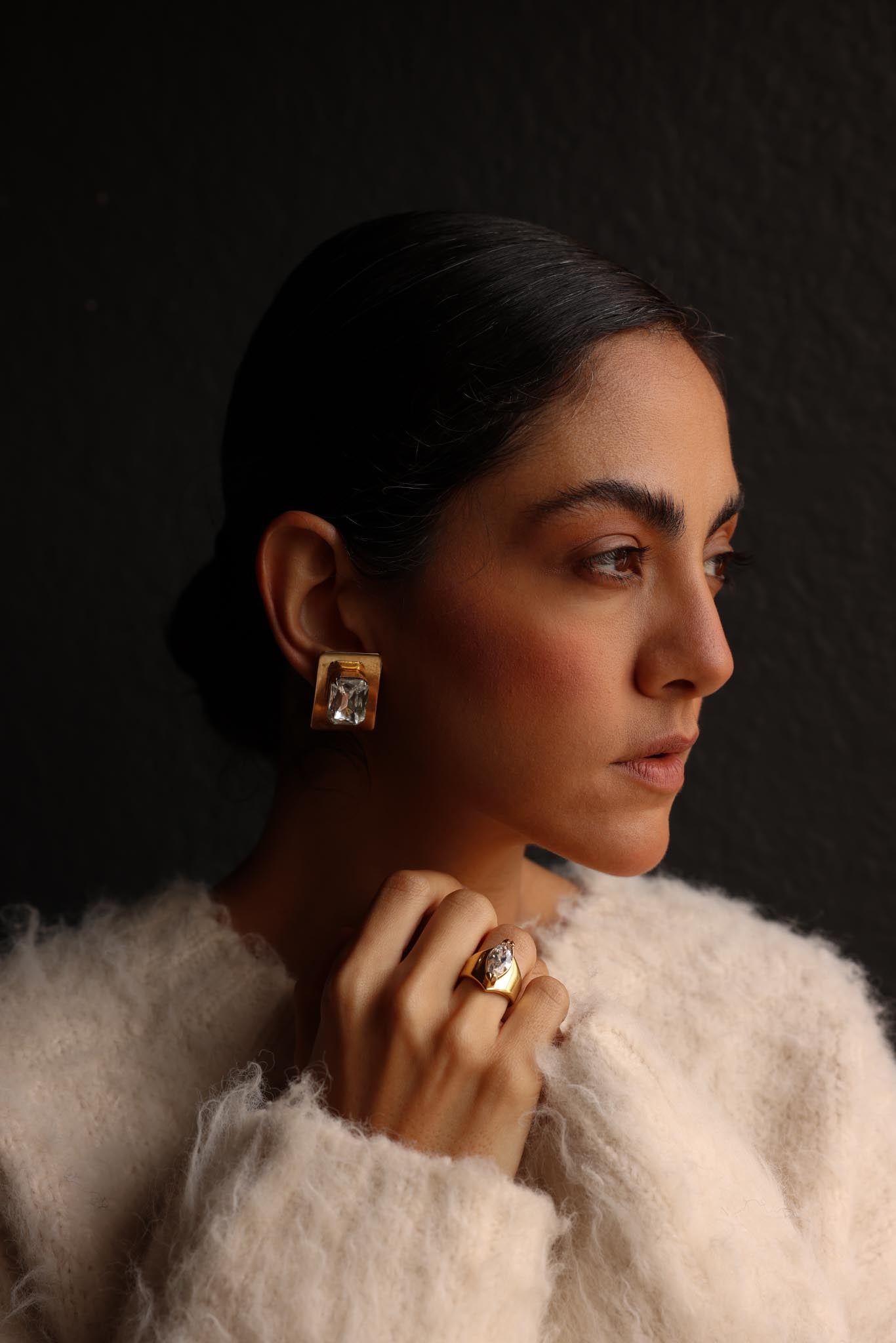 Marquise Crystal Gold Ring|Vintage Baazaar 