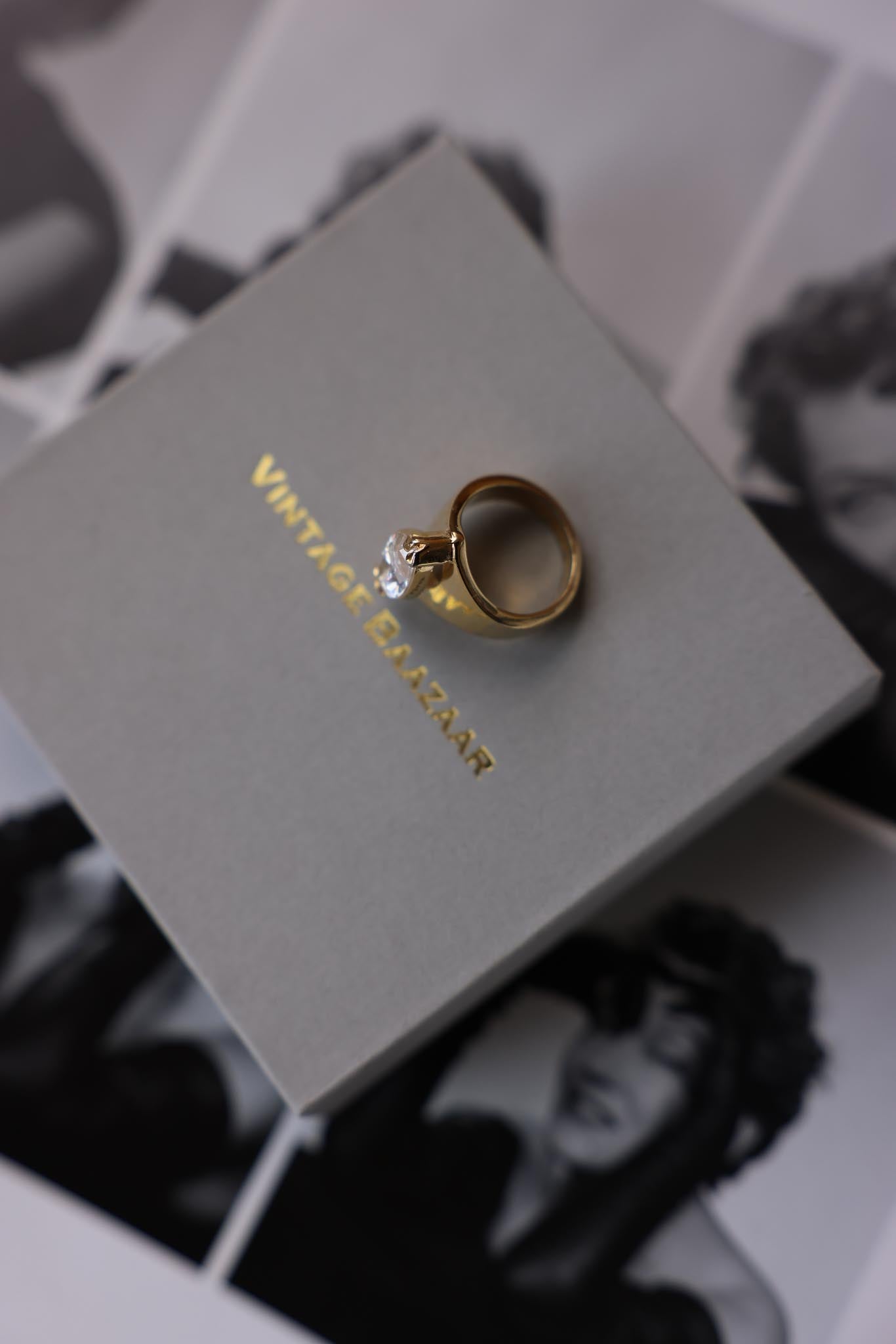 Marquise Crystal Gold Ring|Vintage Baazaar 