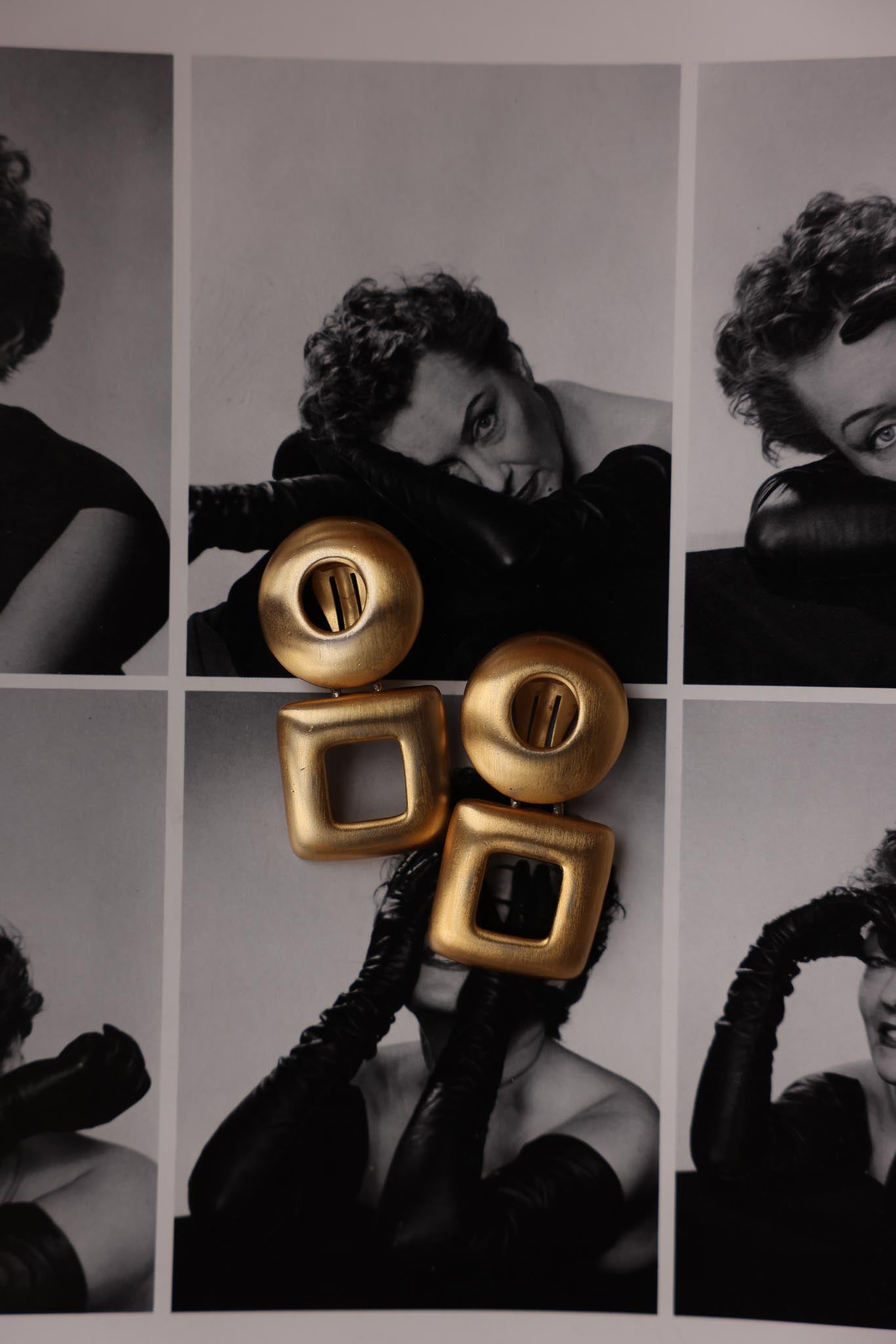 Geometric Dual-Drop Earrings|Vintage Baazaar 