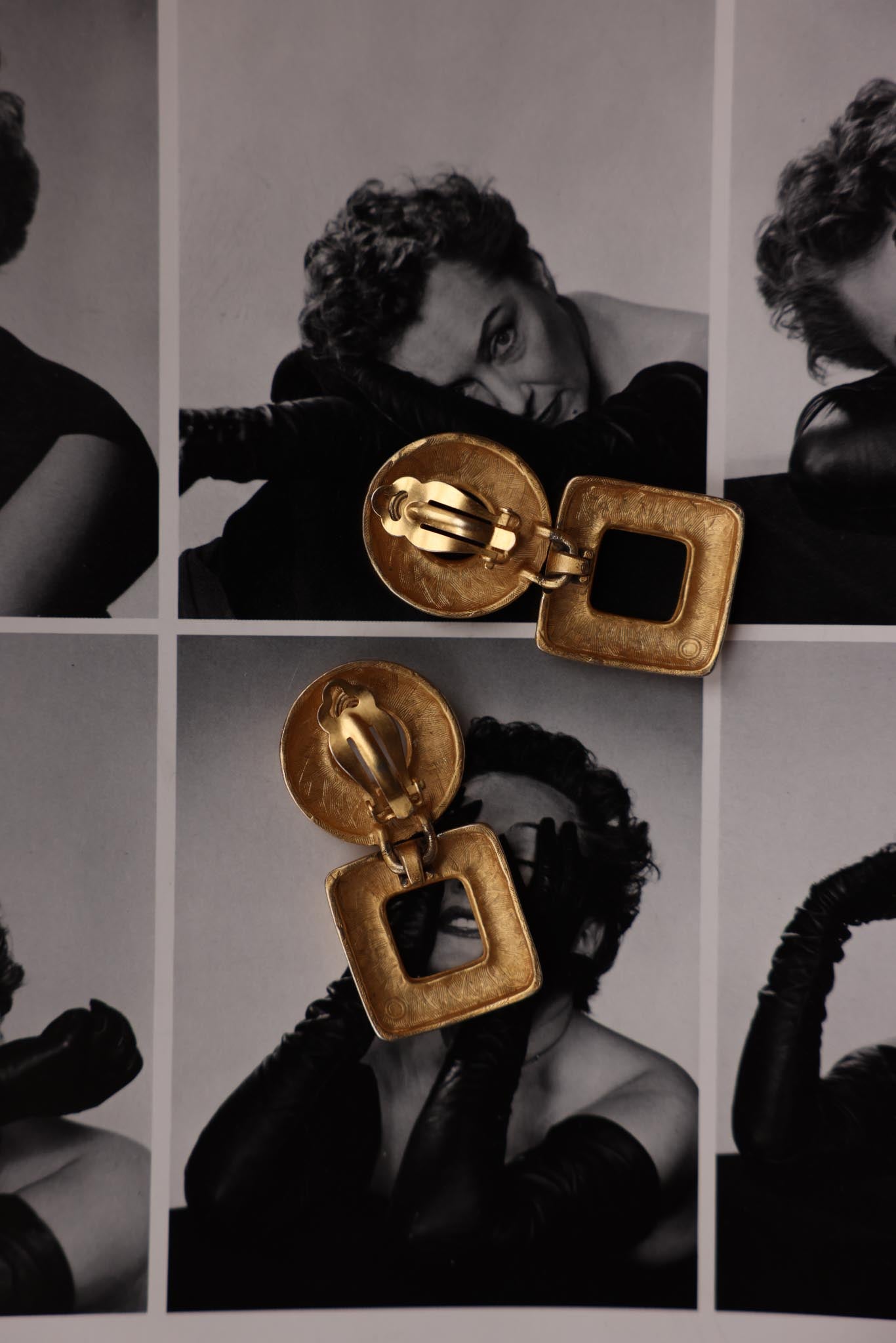 Geometric Dual-Drop Earrings|Vintage Baazaar 