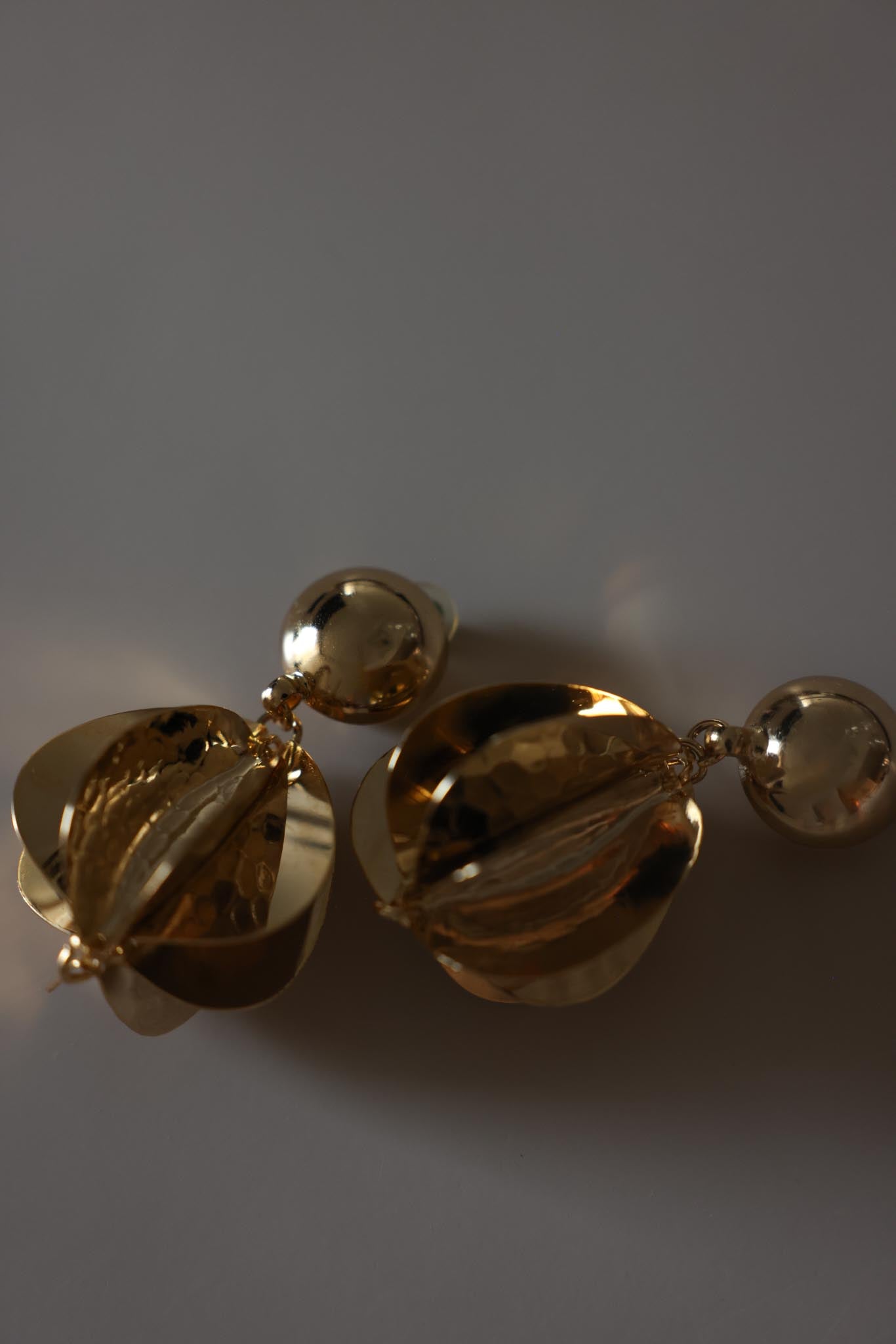 Gold Tone Sculptural Drop Clip-On Earrings