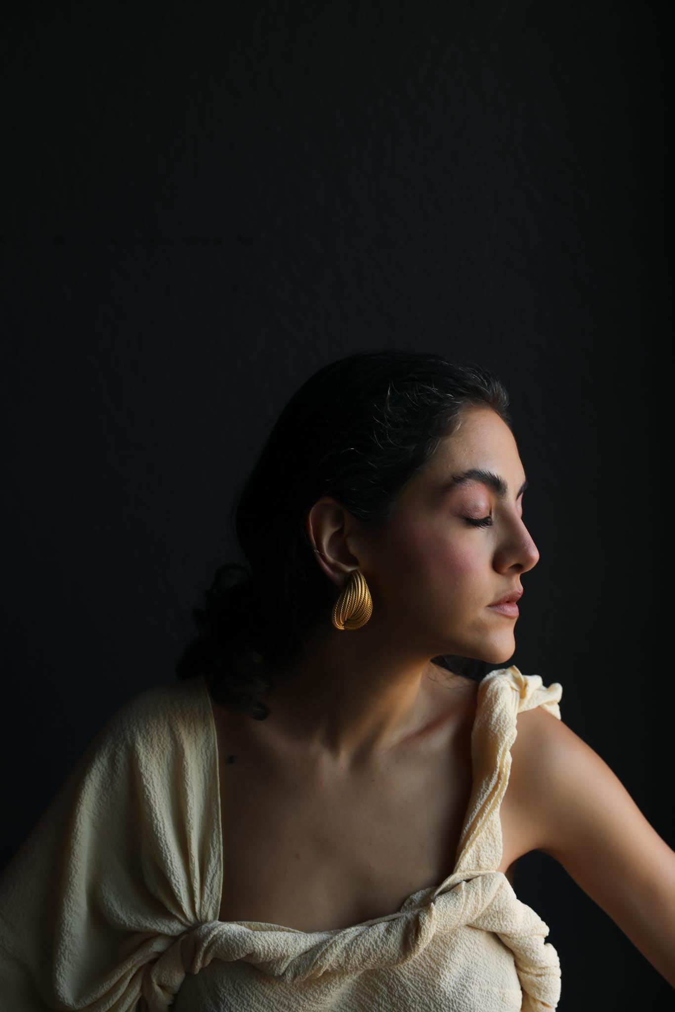 Textured Matte Gold Leaf Clip-On Earrings