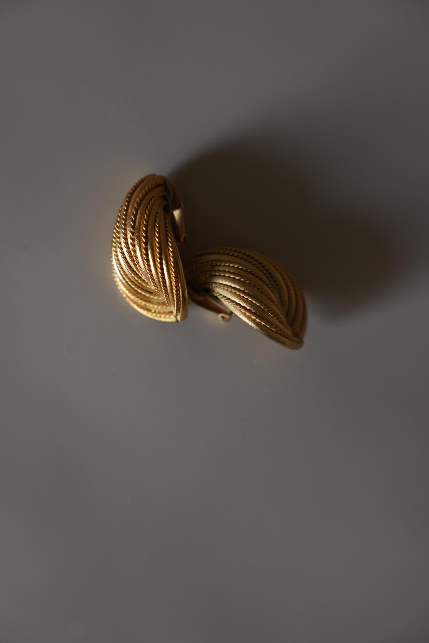 Textured Matte Gold Leaf Clip-On Earrings