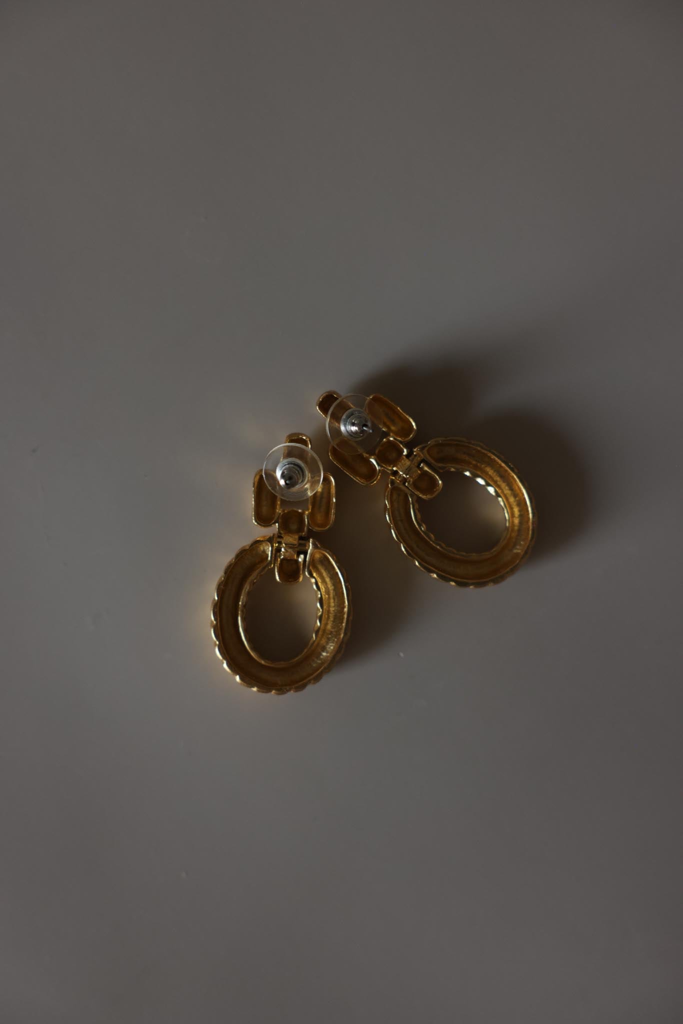 Matte Gold Twisted Hoop Drop Earrings