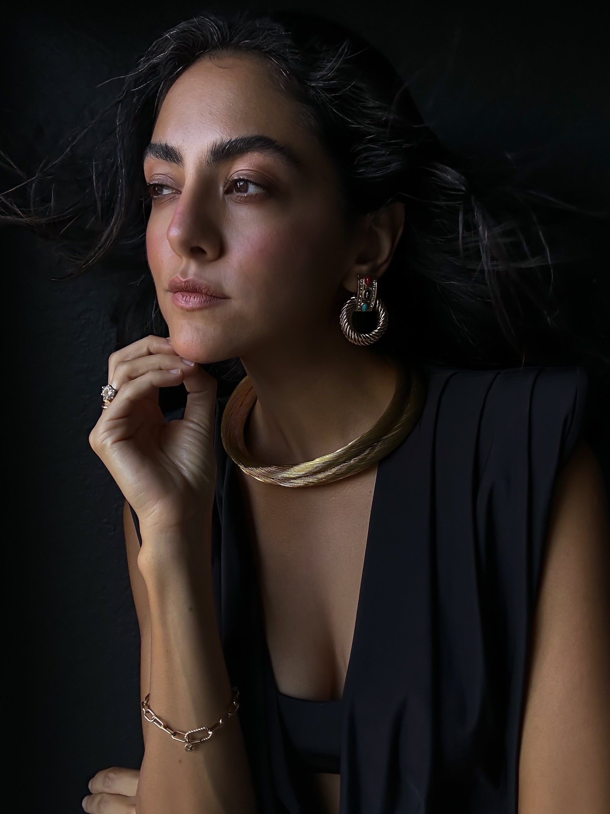 Turquoise & Coral Twisted Hoop Earrings|Vintage Baazaar 