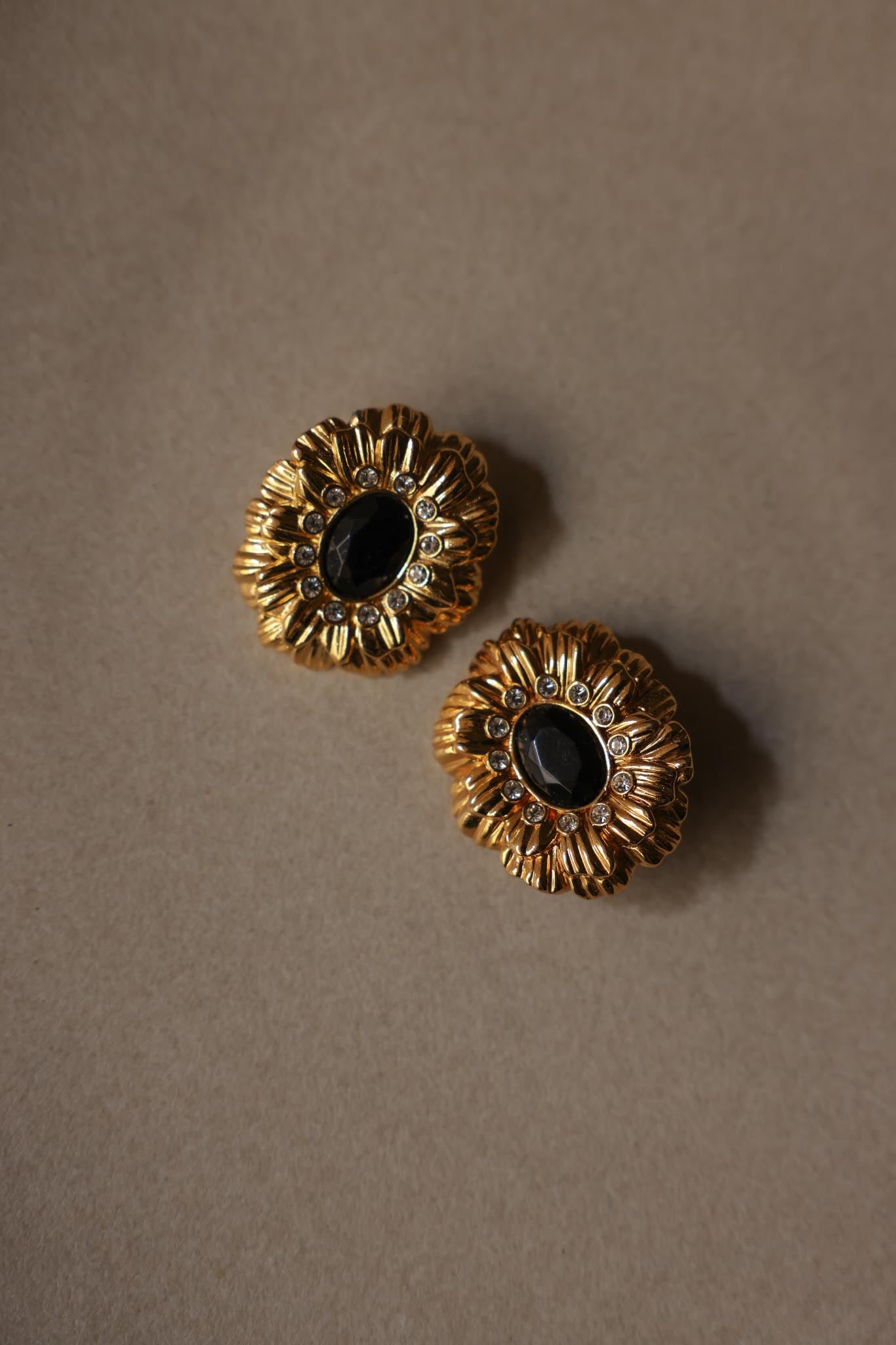 KJL for Avon 1991 18K Gold-Plated Clip-On Earrings - Book Piece|Vintage Baazaar 