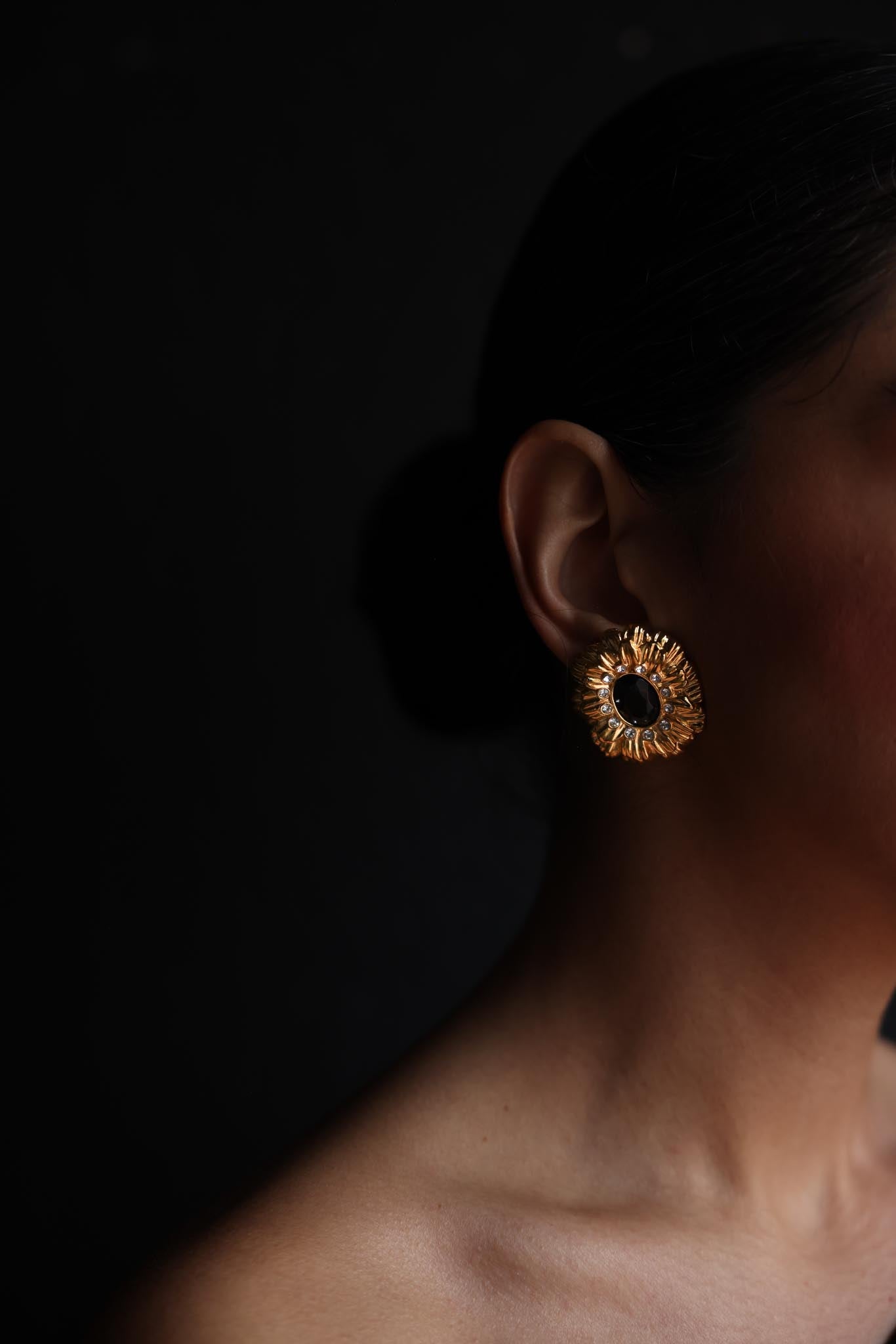 KJL for Avon 1991 18K Gold-Plated Clip-On Earrings - Book Piece|Vintage Baazaar 