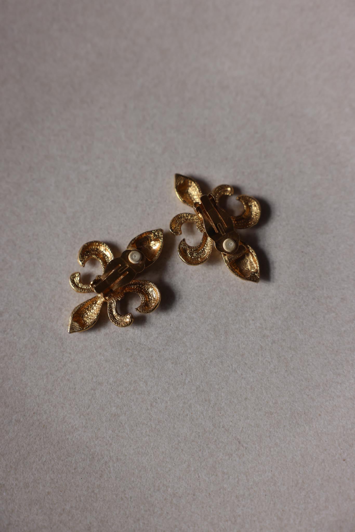 Fleur-de-Lis Gold-Tone Clip-On Earrings