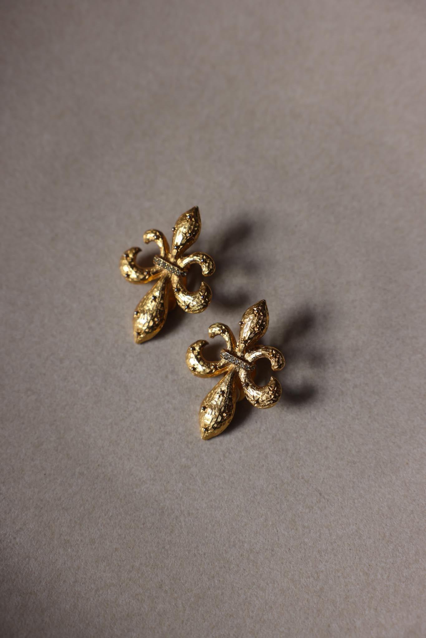 Fleur-de-Lis Gold-Tone Clip-On Earrings