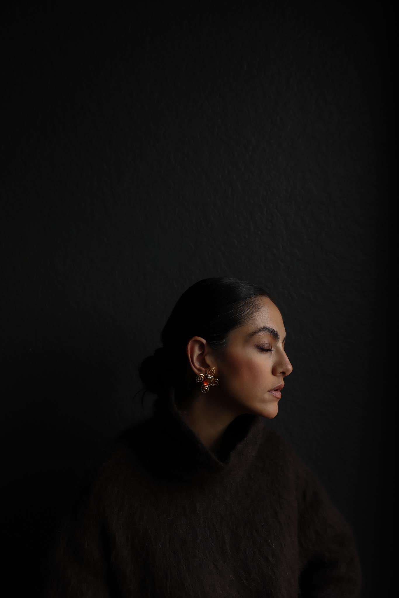 Amber Scroll Clip-On Earrings