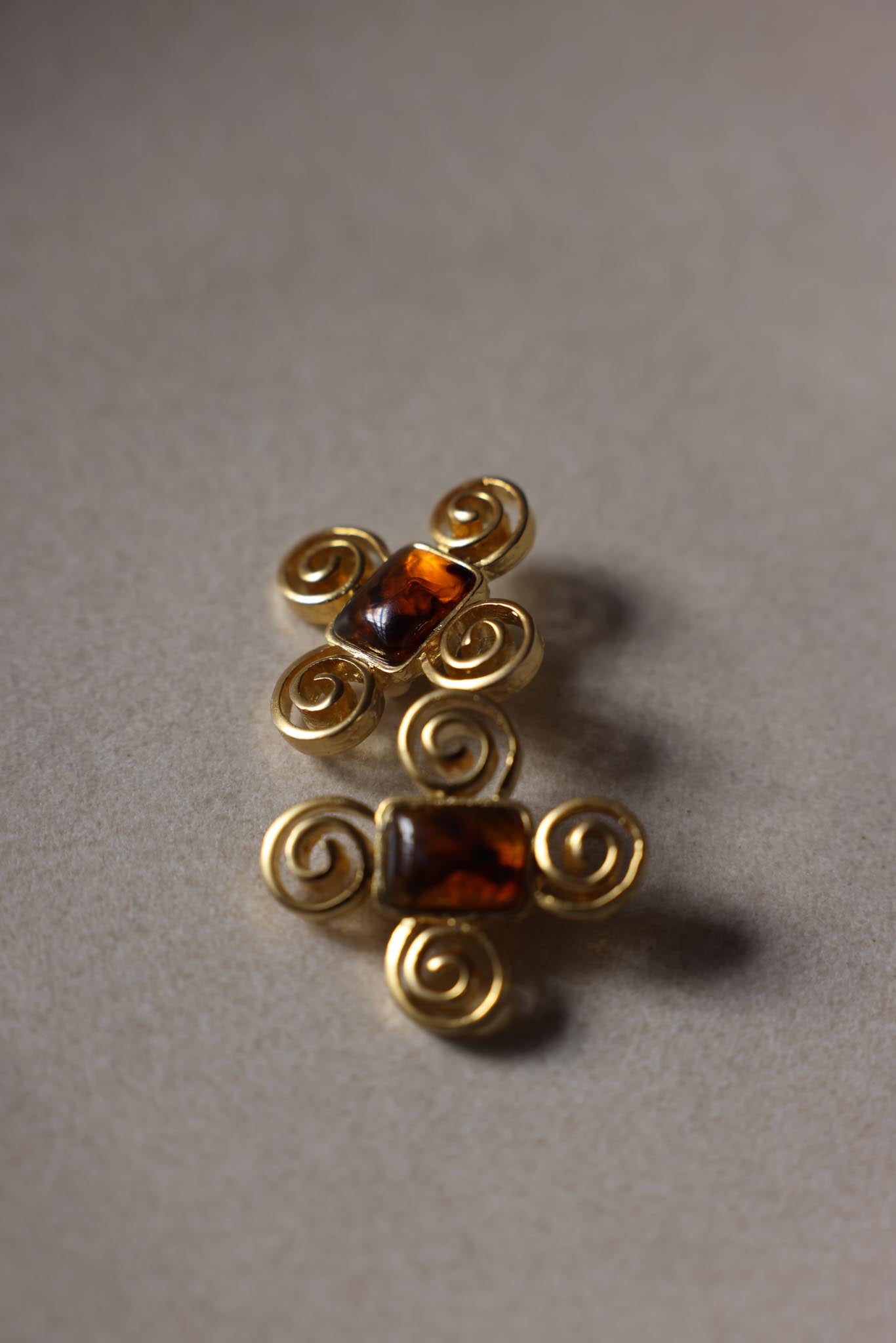 Amber Scroll Clip-On Earrings