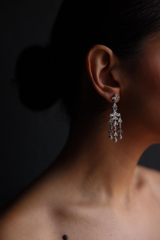 Silver Chandelier Pierced Earrings|Vintage Baazaar 
