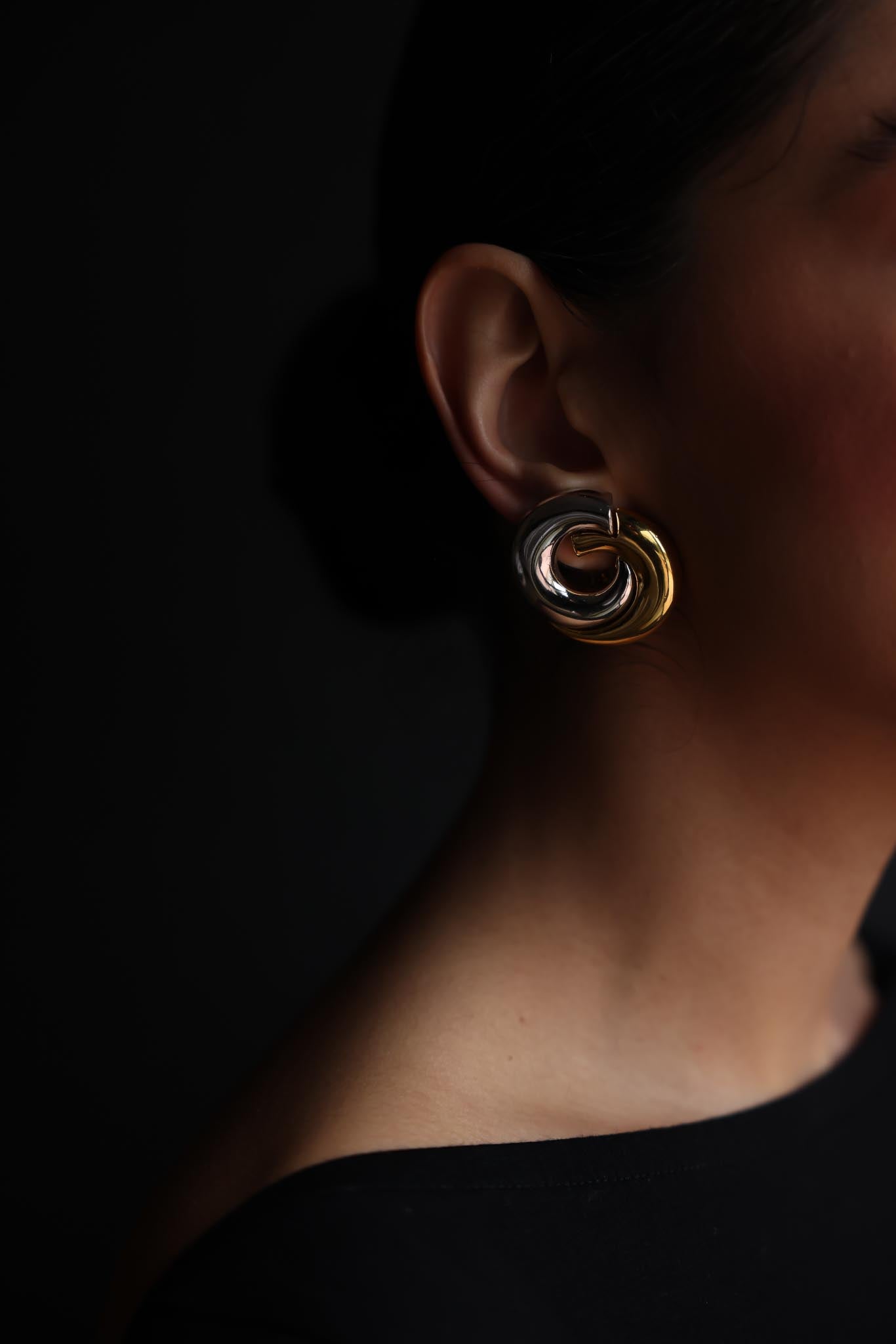 Two-Tone Clip-On Earrings|Vintage Baazaar 