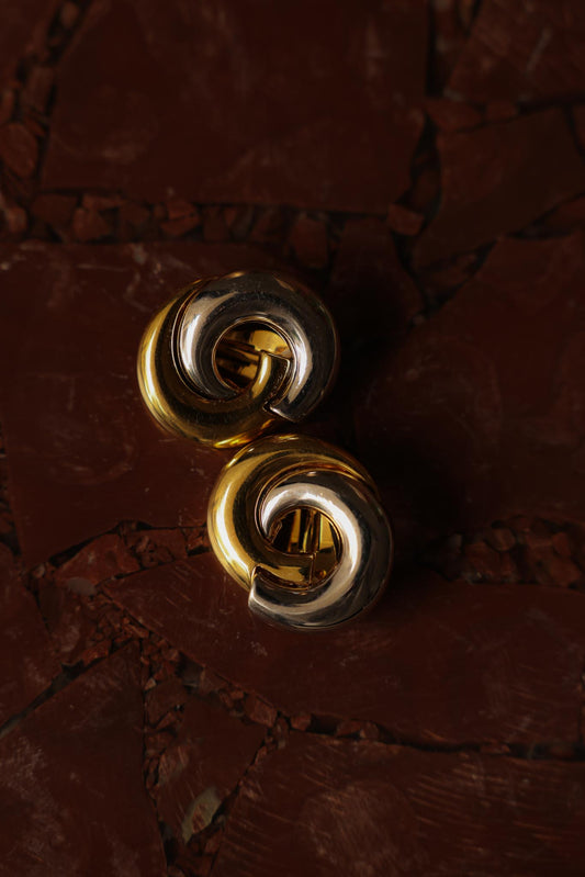 Two-Tone Clip-On Earrings|Vintage Baazaar 