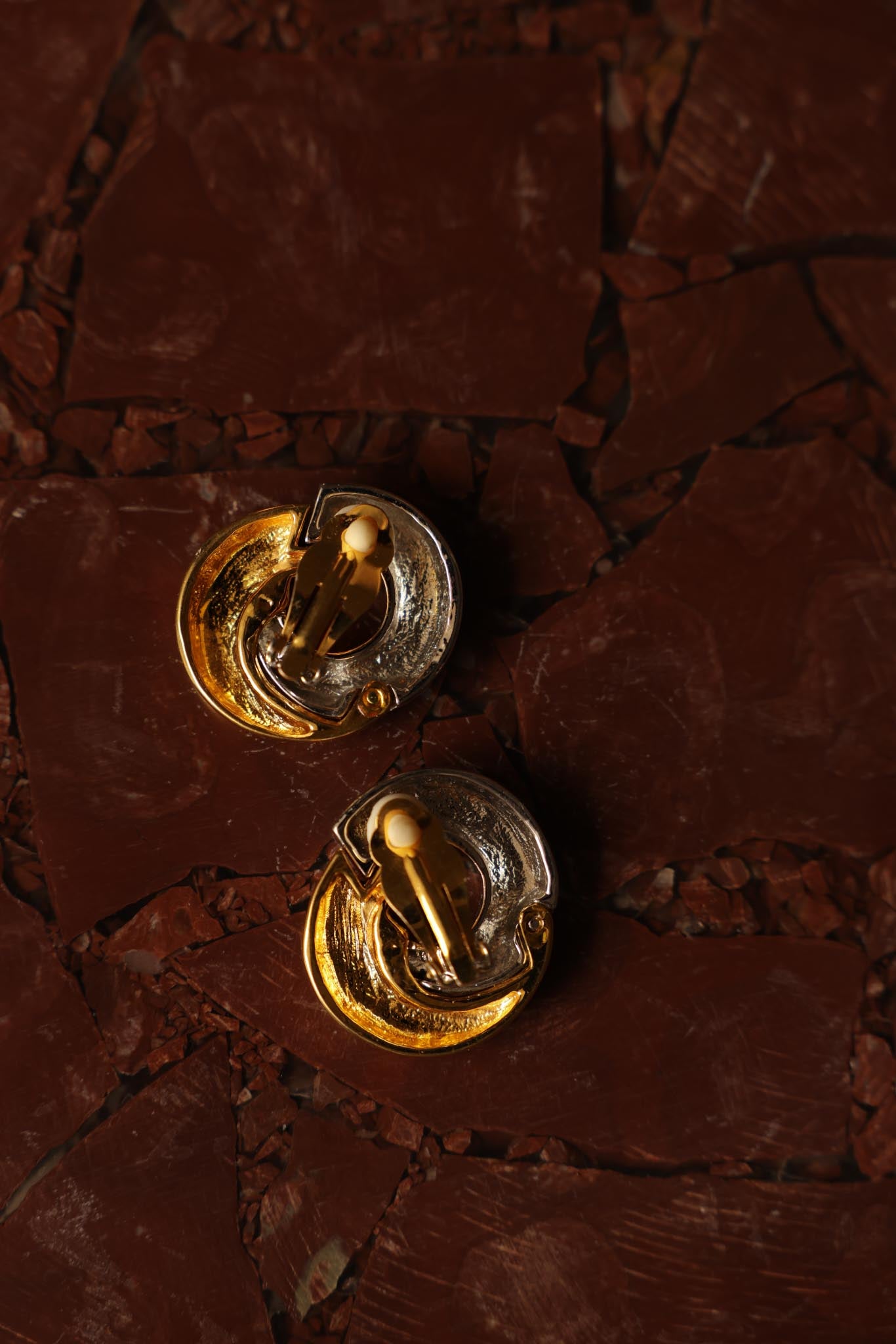 Two-Tone Clip-On Earrings|Vintage Baazaar 