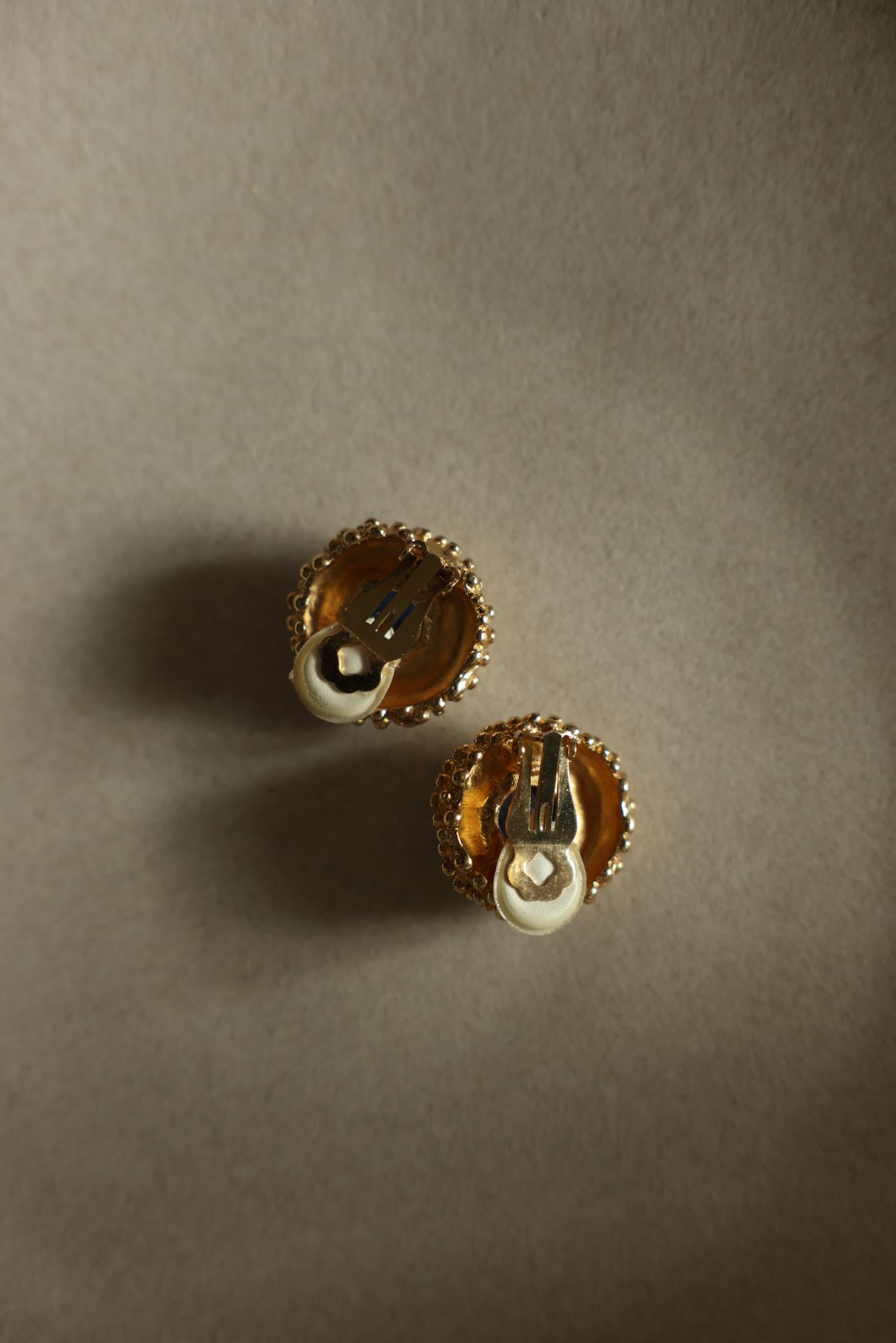 Gold Tone Blue Glass Cluster Clip-On Earrings