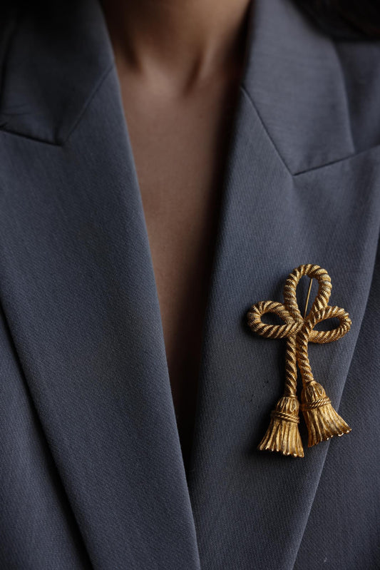 Givenchy Tassel Rope Bow Brooch|Vintage Baazaar 