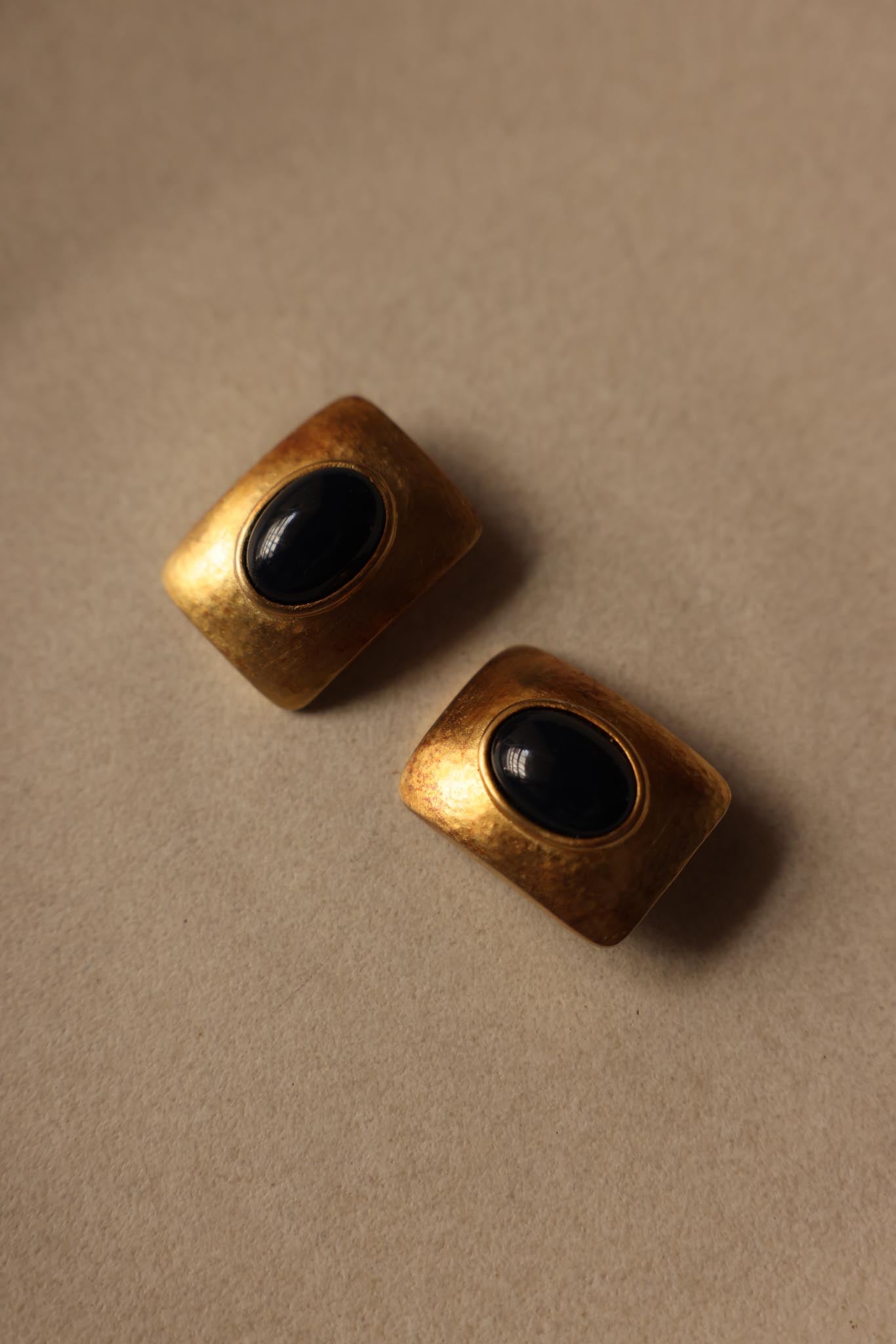 Brushed Gold Eclipse Clip-On Earrings|Vintage Baazaar 