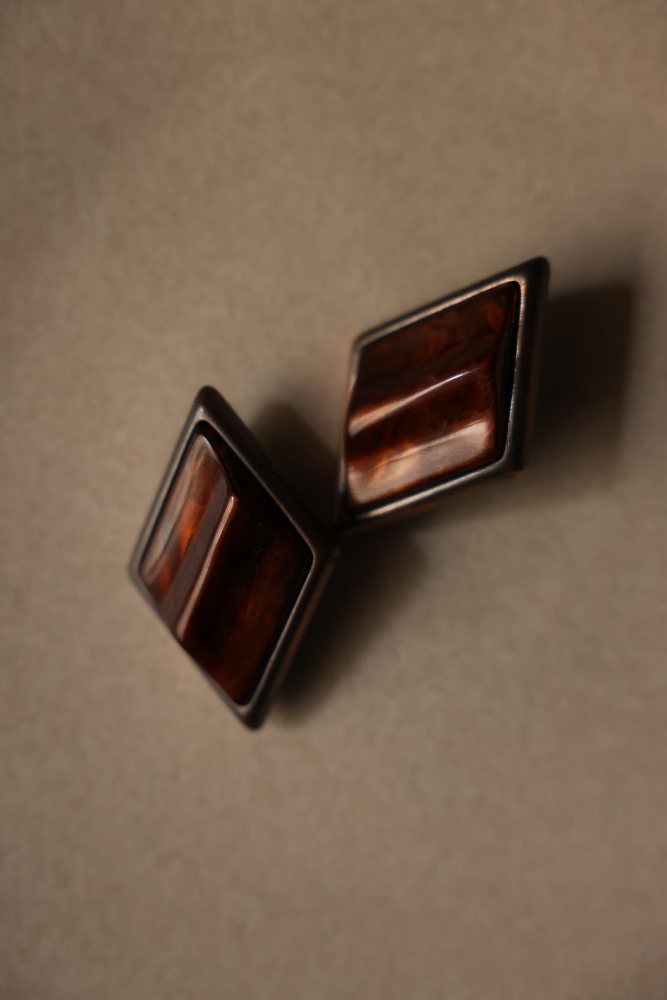 Bronze Ember Clip-On Earrings|Vintage Baazaar 