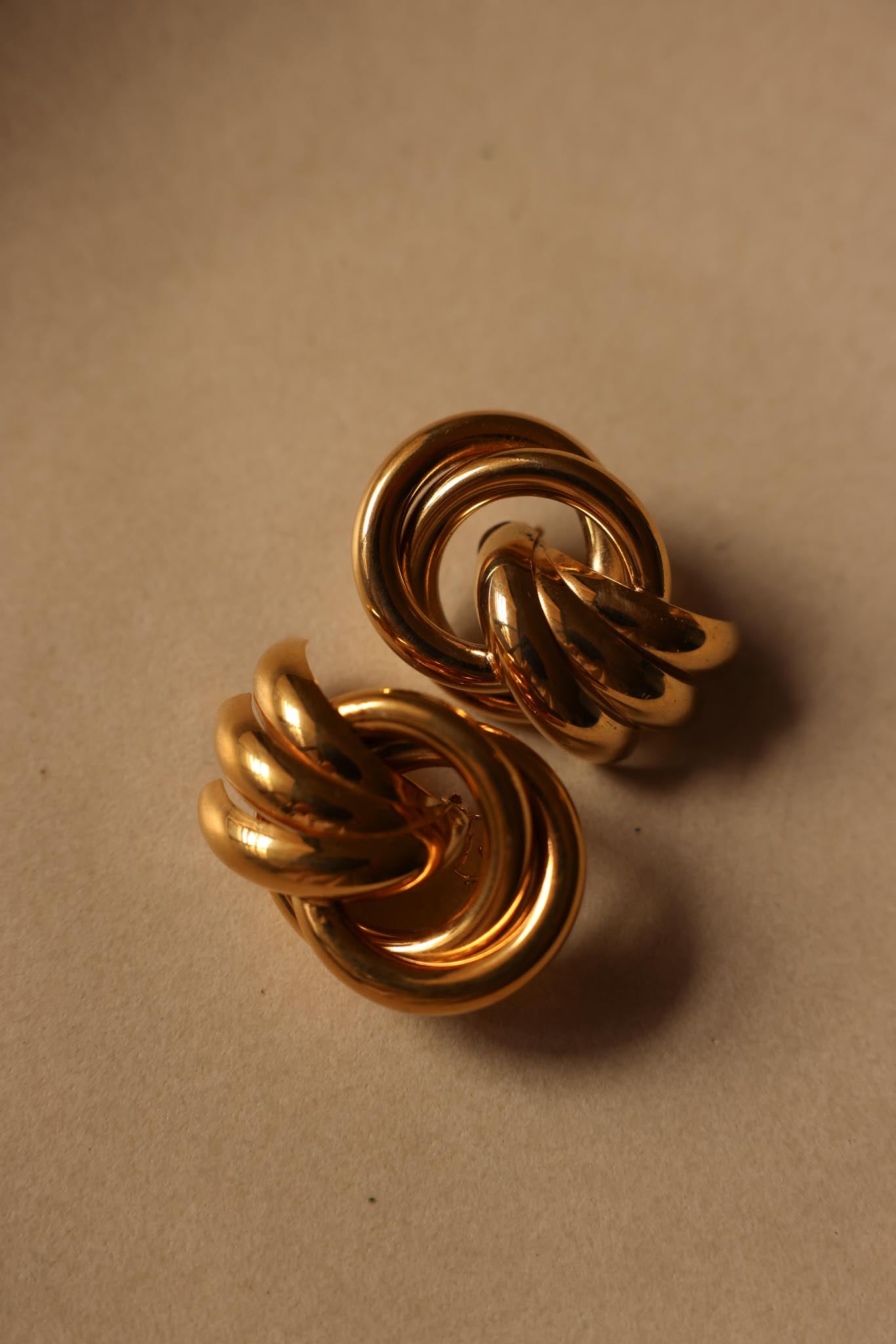 Gold-Tone Interlocking Hoop Clip-On Earrings