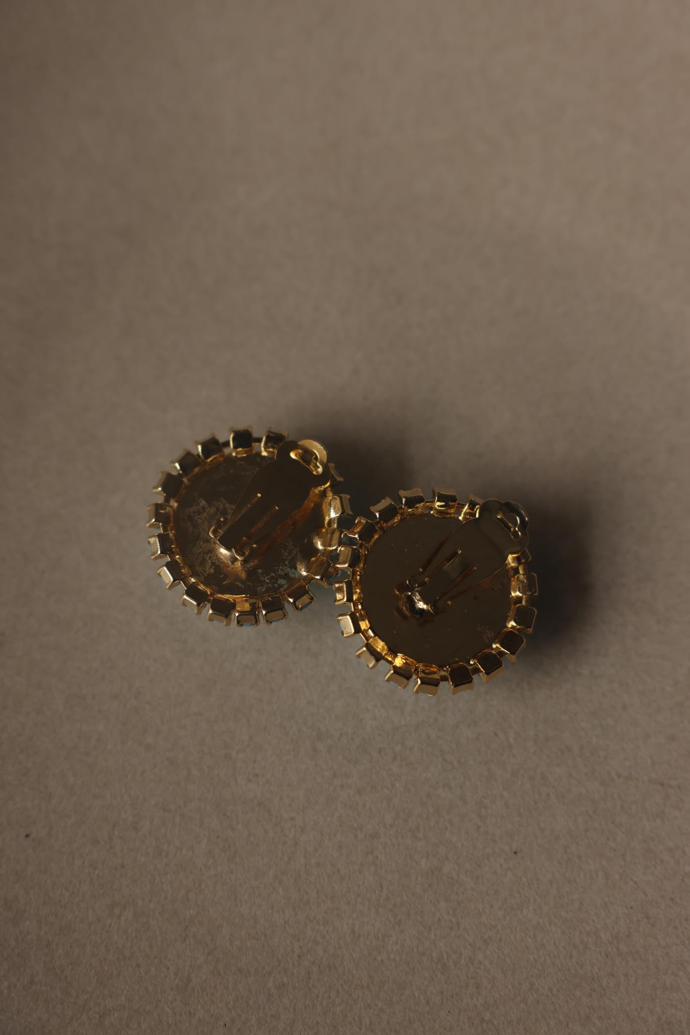 Vintage Blue Cabochon Gold Tone Statement Clip-On Earrings