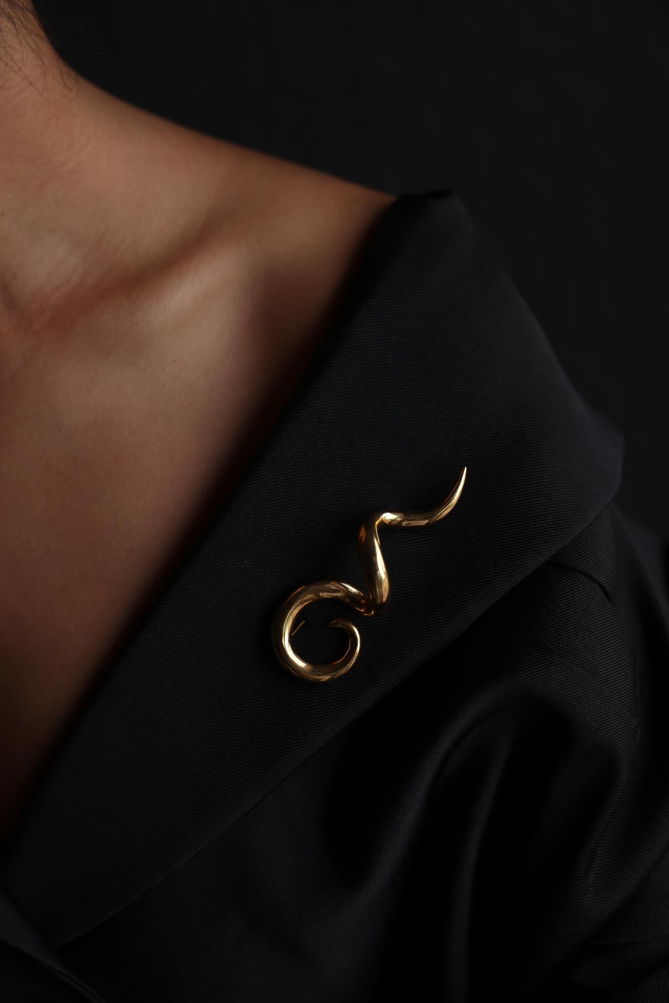 Gold-Tone Abstract Swirl Brooch