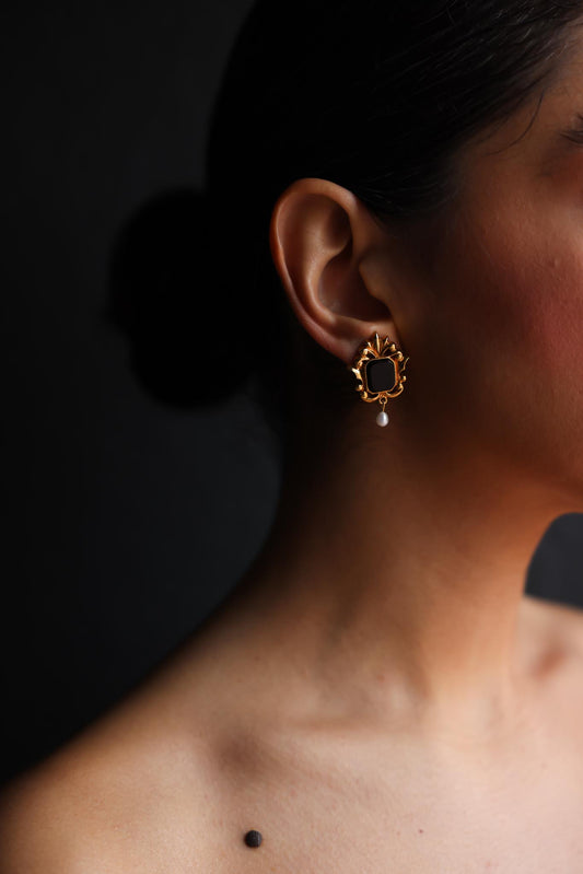 Black Onyx Pearl Drop|Vintage Baazaar 