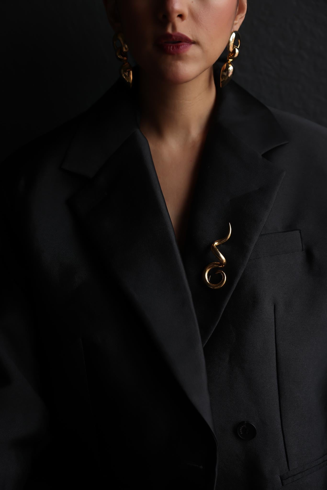 Gold-Tone Abstract Swirl Brooch