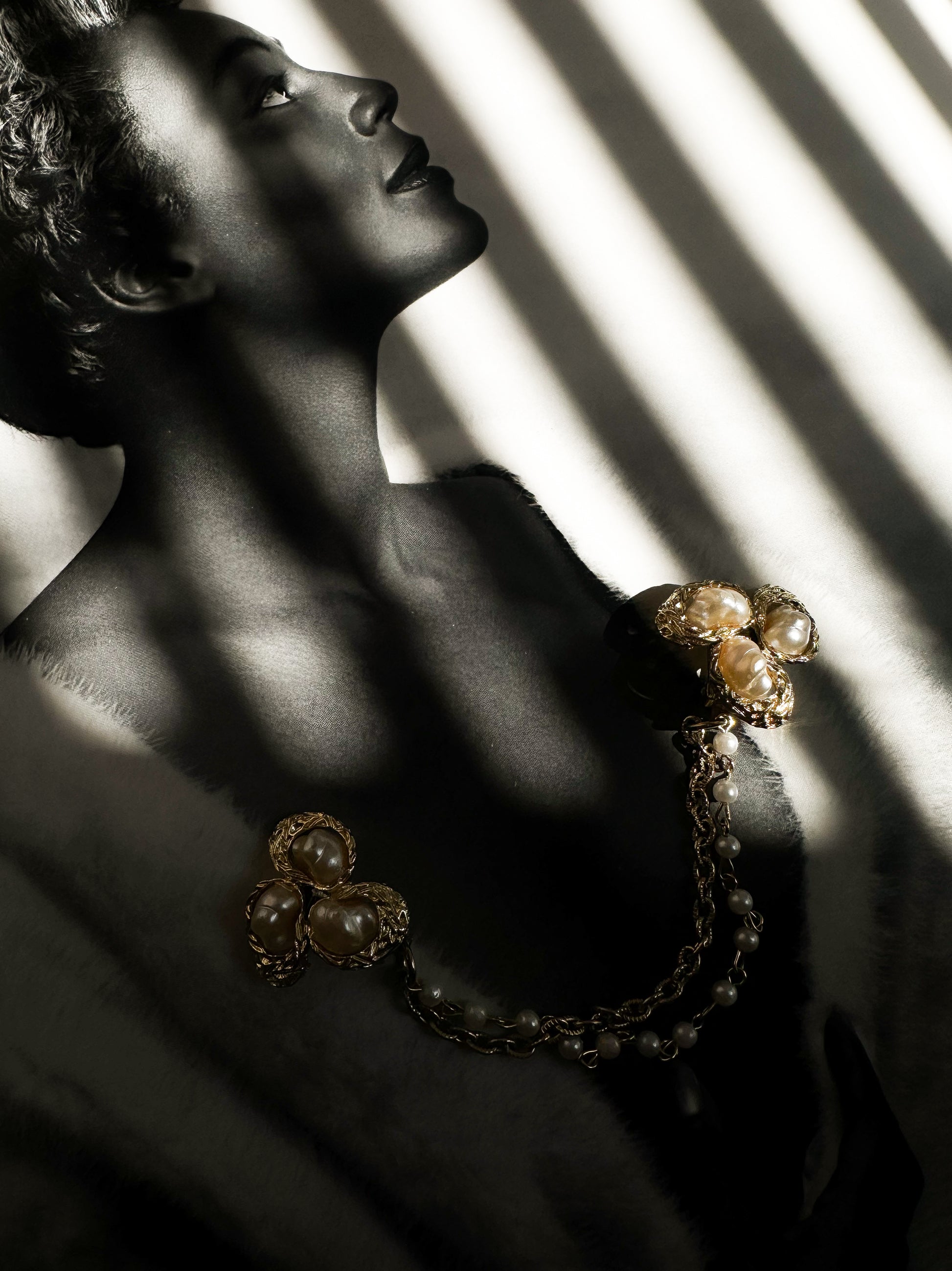 Pearl Golden Chain Brooch|Vintage Baazaar 