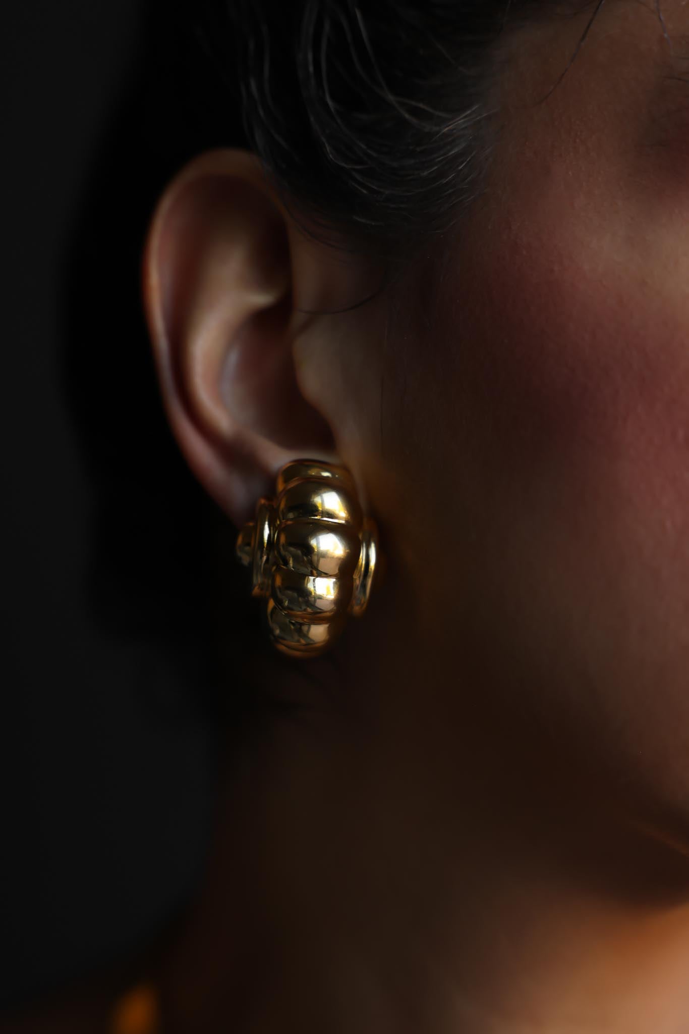 Chunky Gold Dome Clip-On Earrings