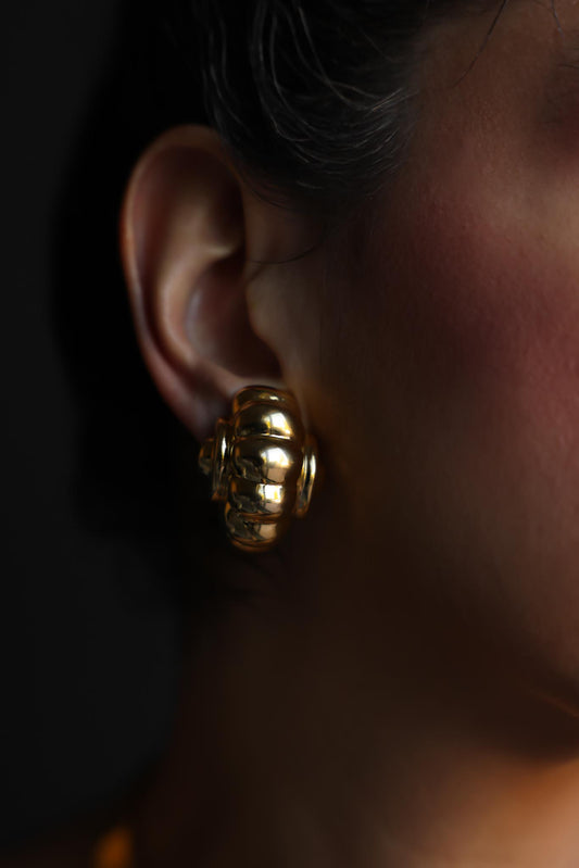 Chunky Gold Dome Clip-On Earrings