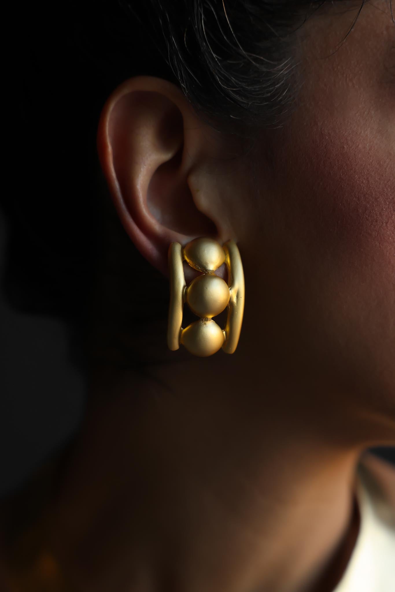 Matte Gold Orb Clip-On Earrings