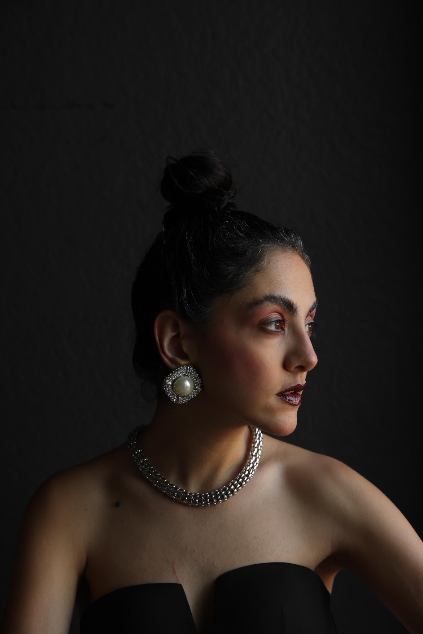 Pearl & Rhinestone Statement Clip-On Earrings