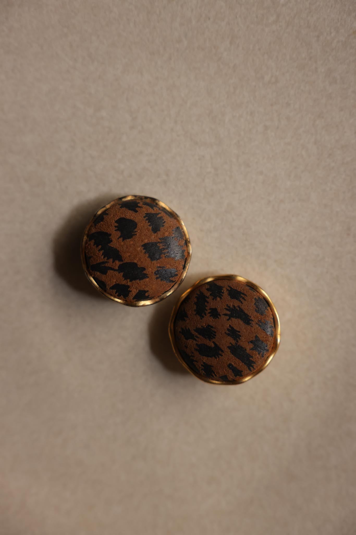 Leopard Print Clip-On Earrings|Vintage Baazaar 