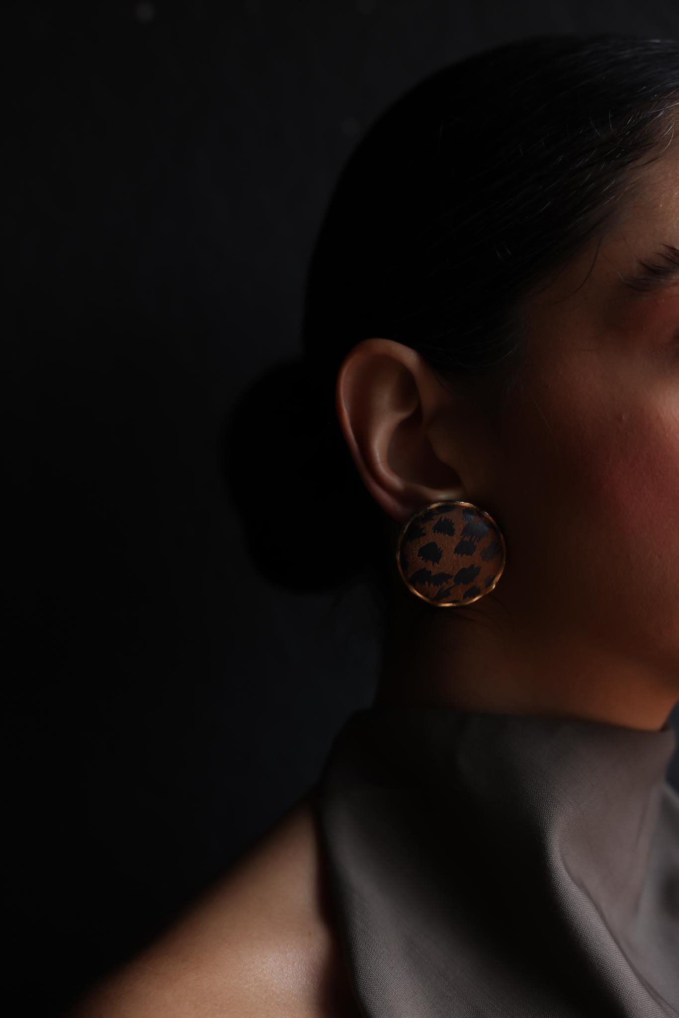 Leopard Print Clip-On Earrings|Vintage Baazaar 