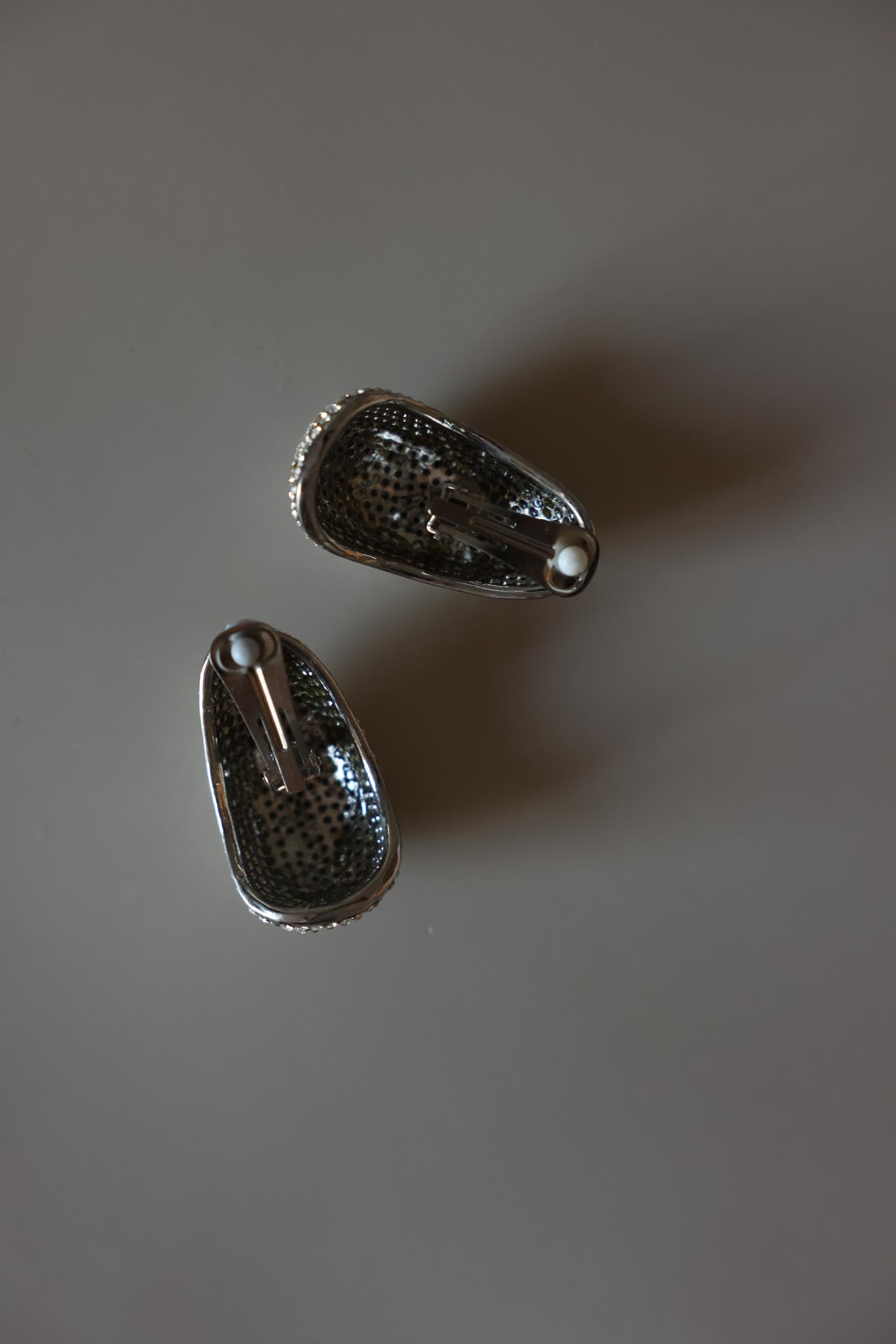 Silver Tone Pavé Rhinestone Clip-On Earrings