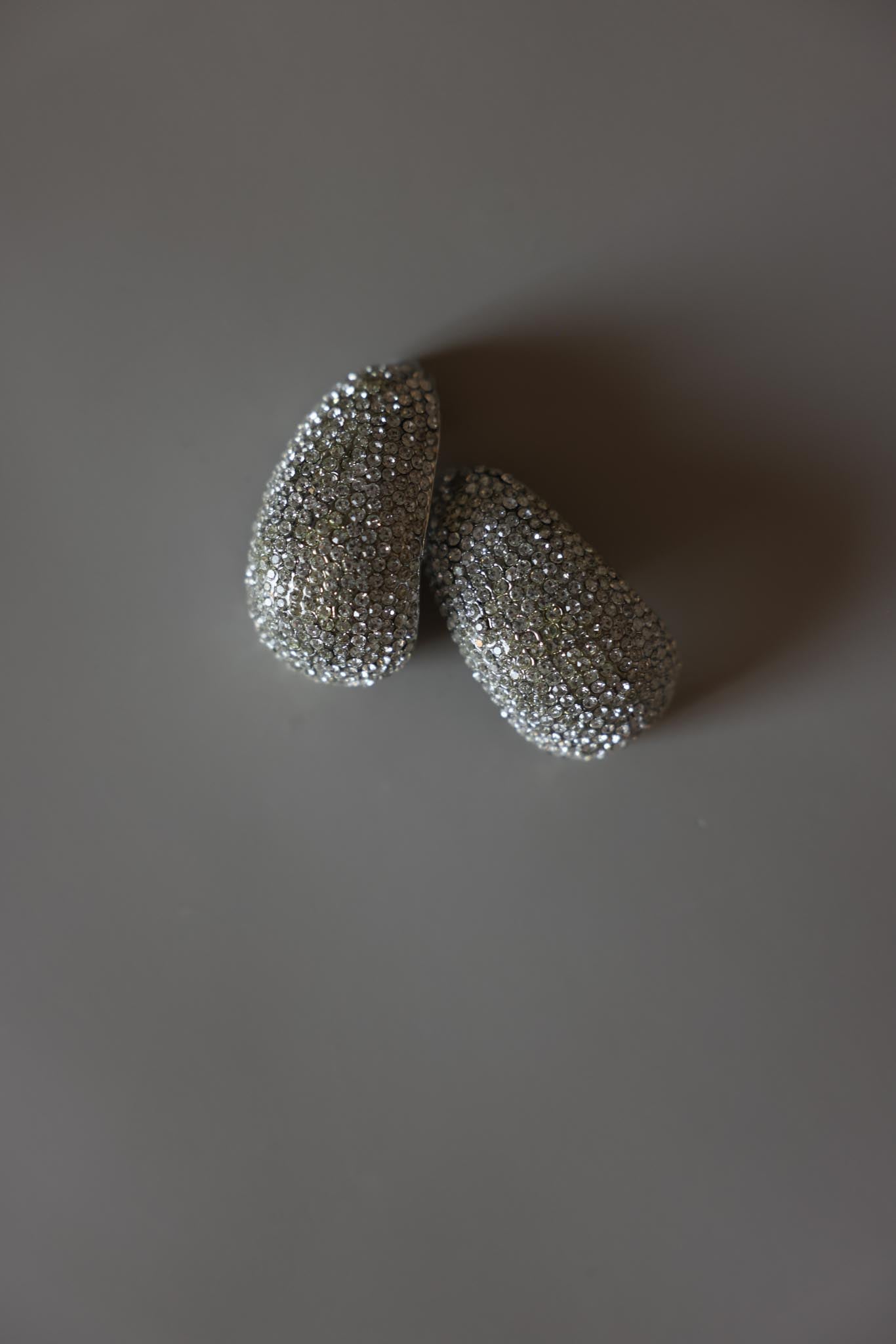 Silver Tone Pavé Rhinestone Clip-On Earrings