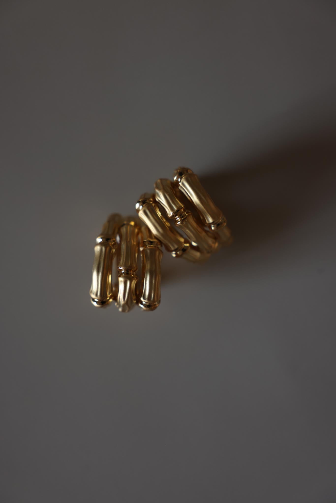 Brushed Gold Bamboo Clip-On Earrings