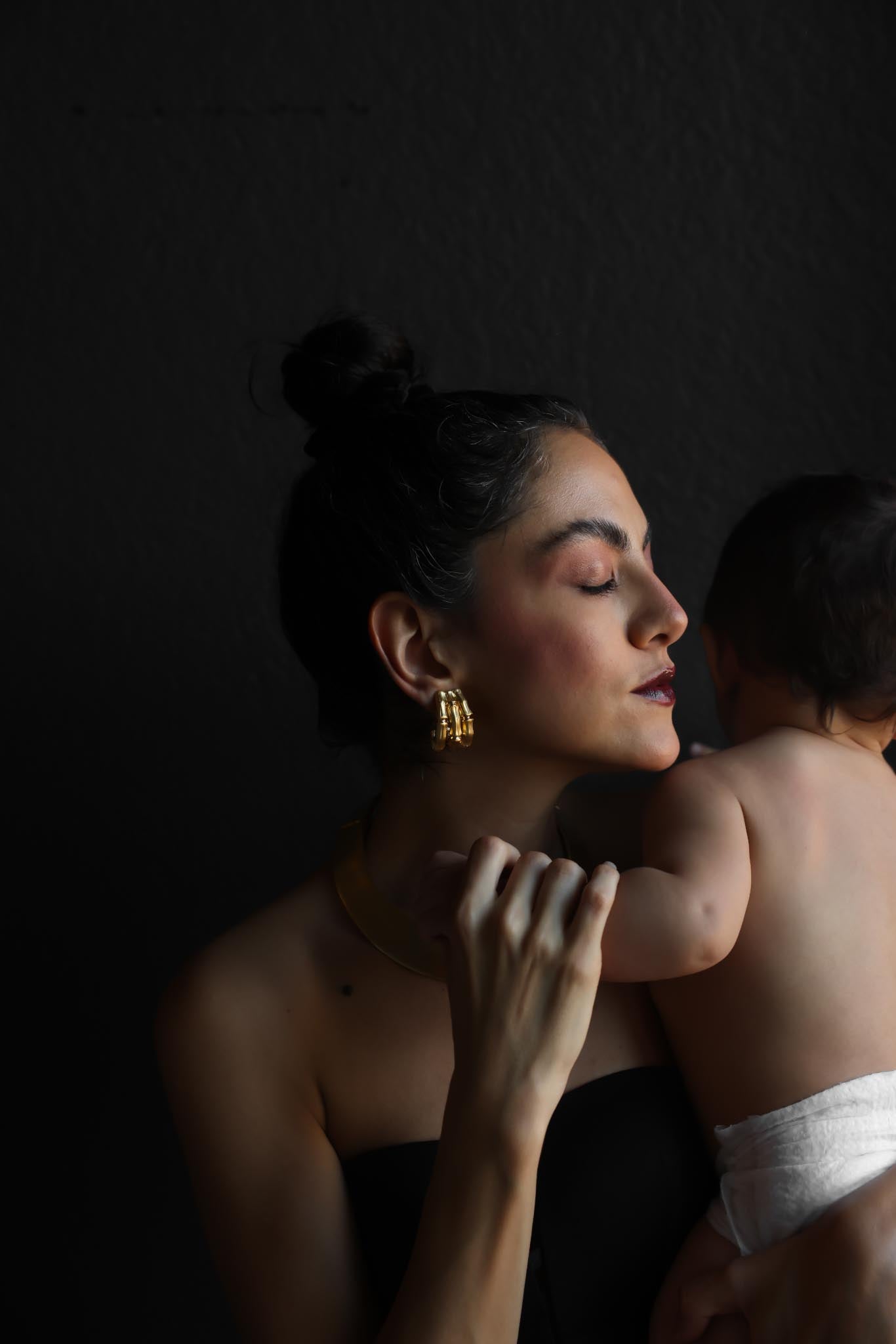 Brushed Gold Bamboo Clip-On Earrings