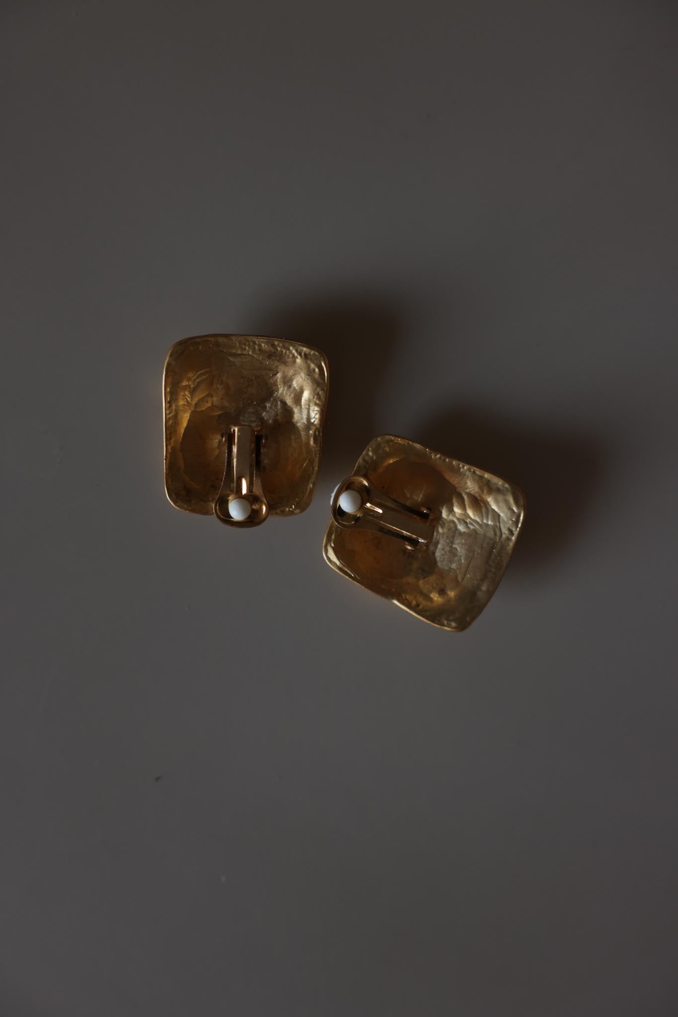Textured Square Gold Clip-On Earrings