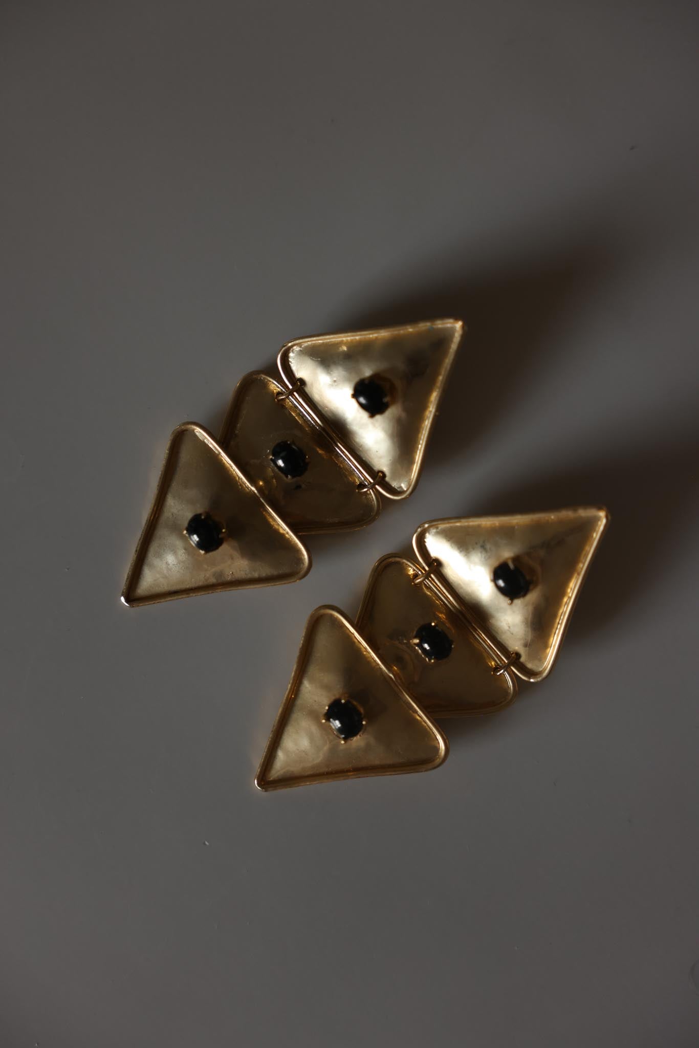 Matte Gold Geometric Drop Clip-On Earrings