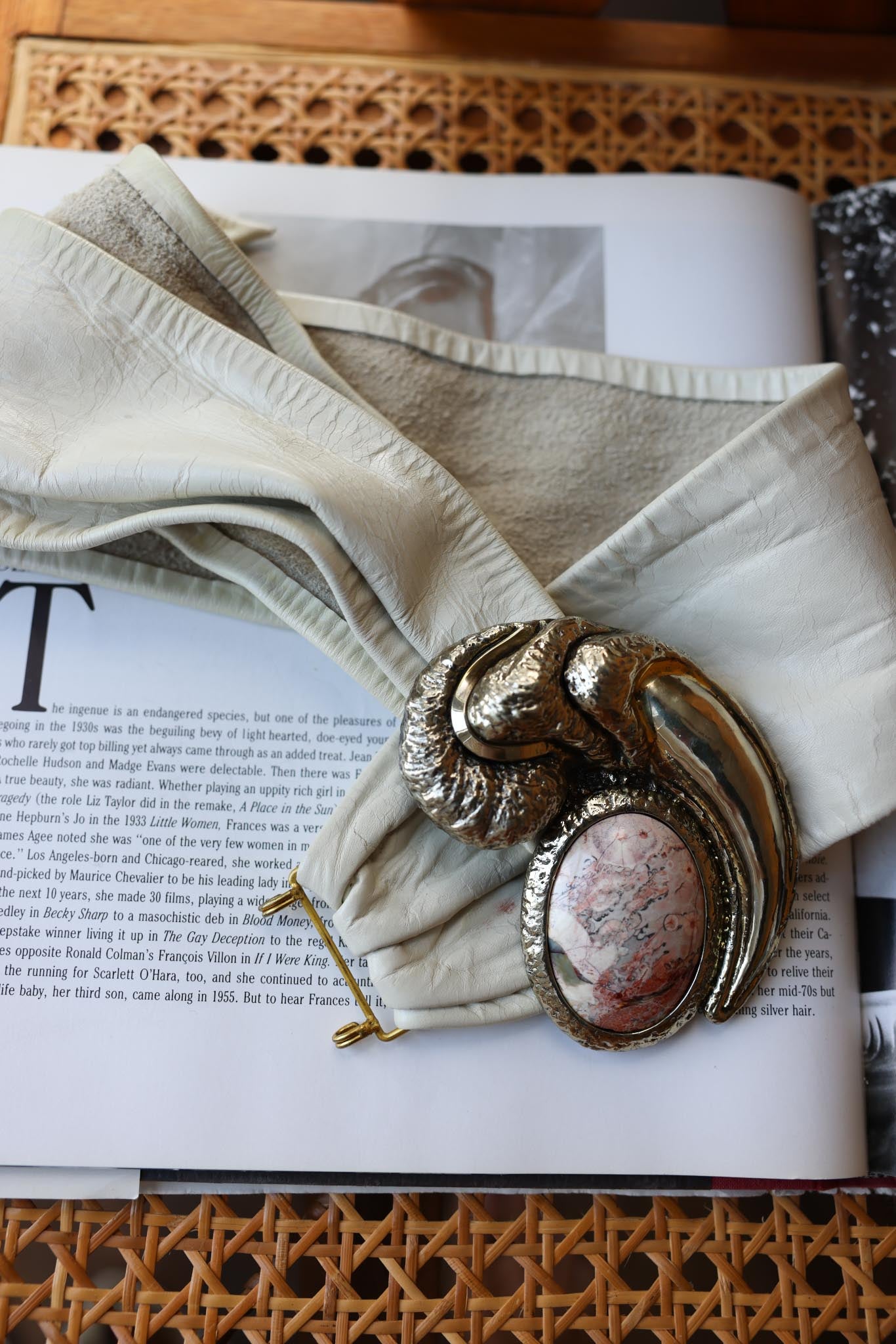Santini Buckle And Wide White Leather Belt|Vintage Baazaar 