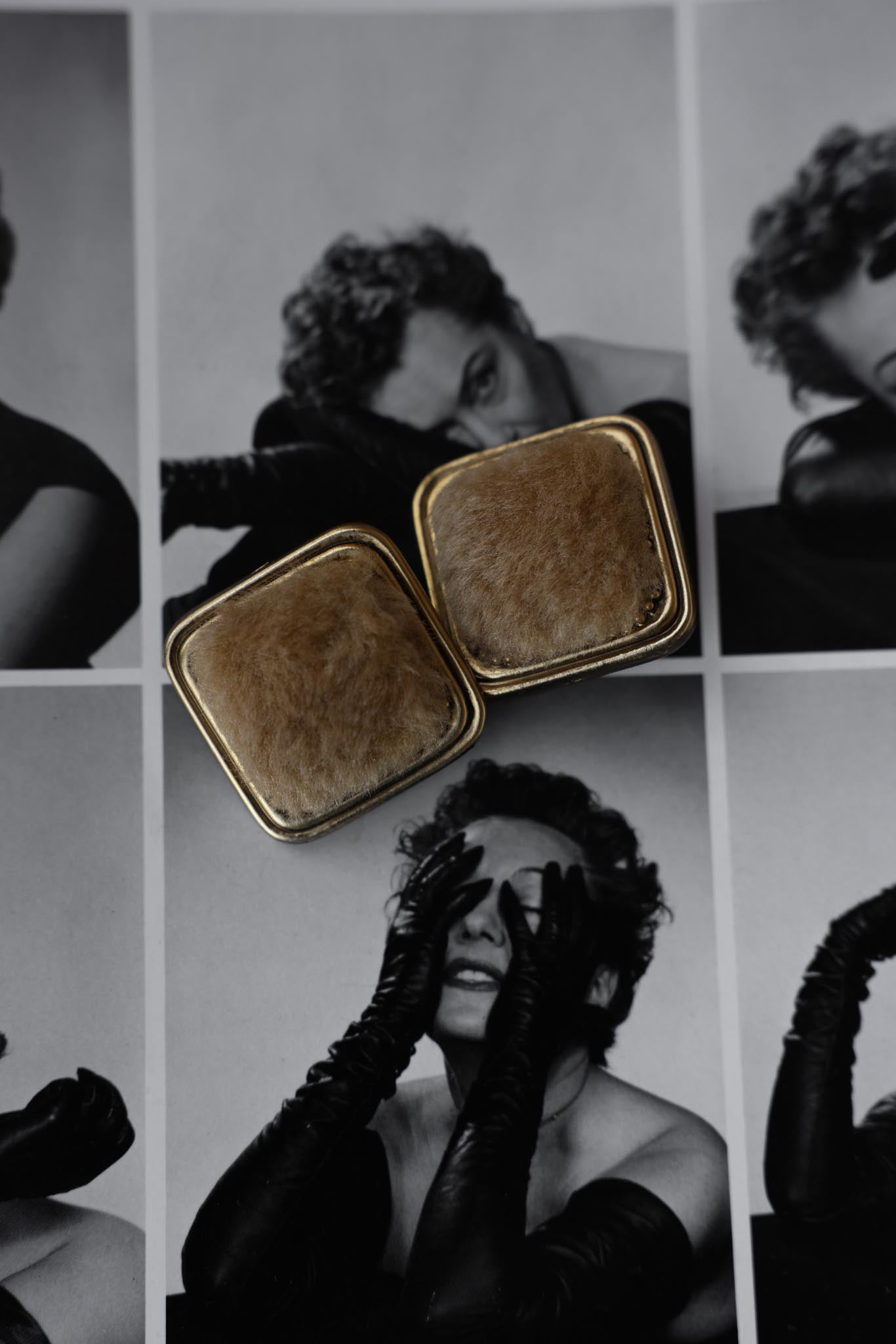 Vintage Faux Fur Square Earrings|Vintage Baazaar 