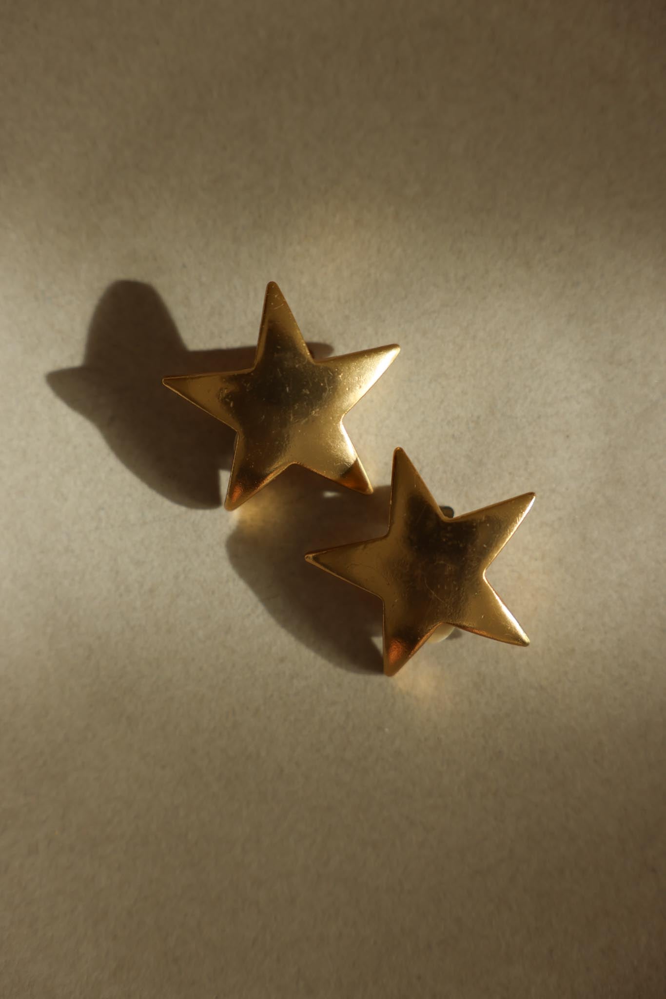 Matte Gold Star Clip-On Earrings