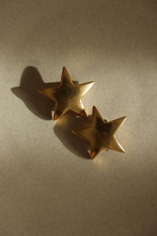 Matte Gold Star Clip-On Earrings