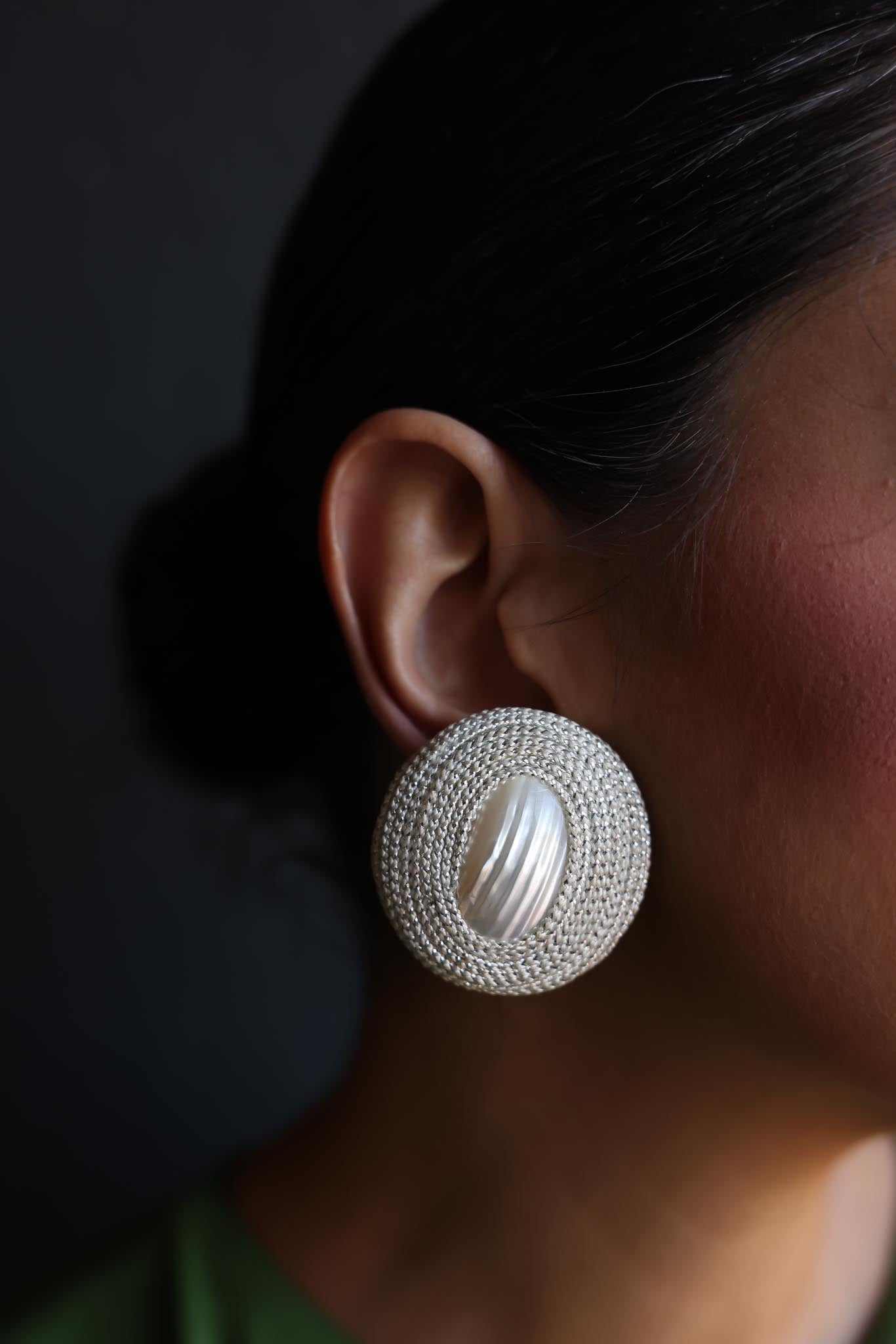 Silver-Tone Pearl Clip-On Earrings