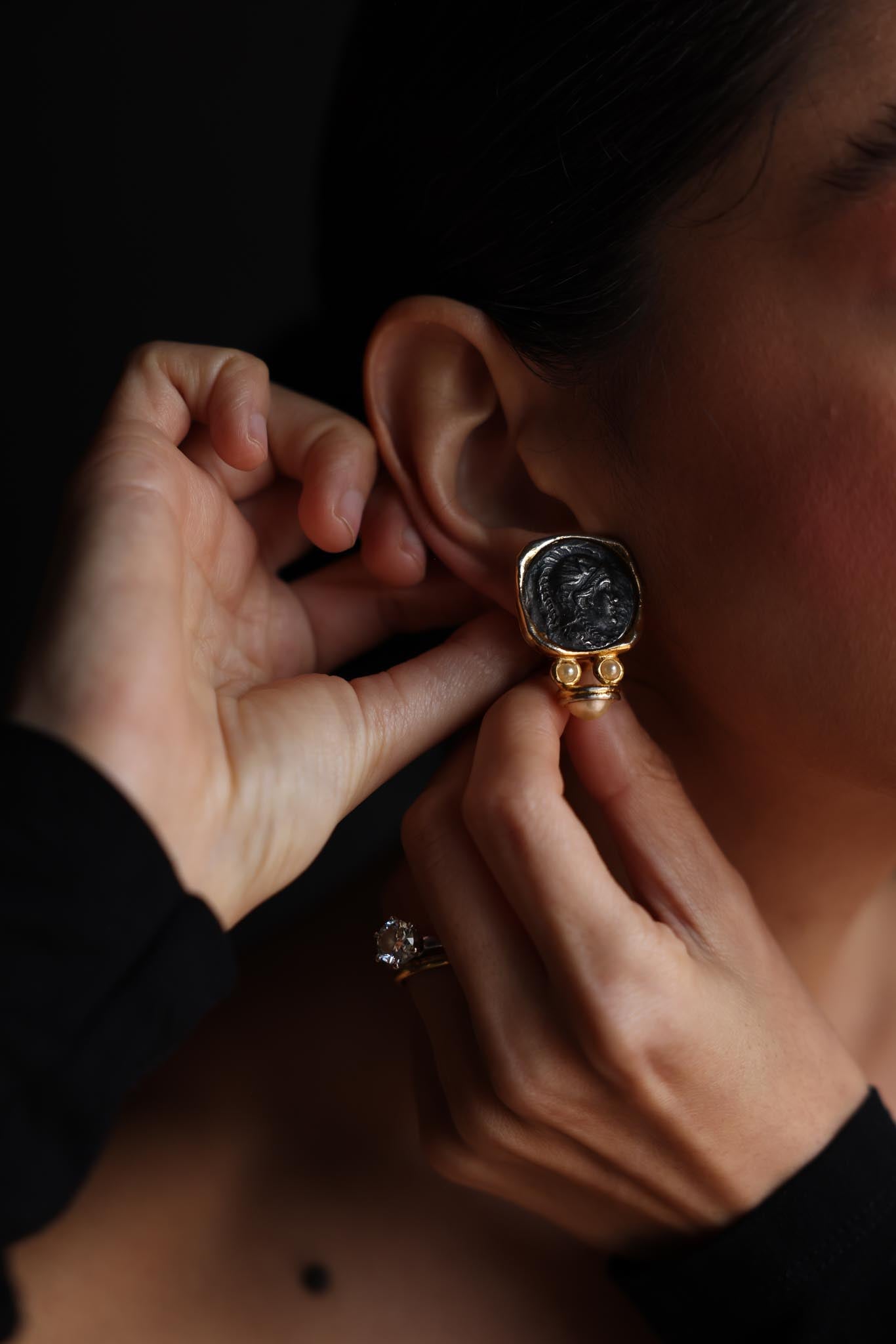 Coin Medallion Clip-On Earrings|Vintage Baazaar 