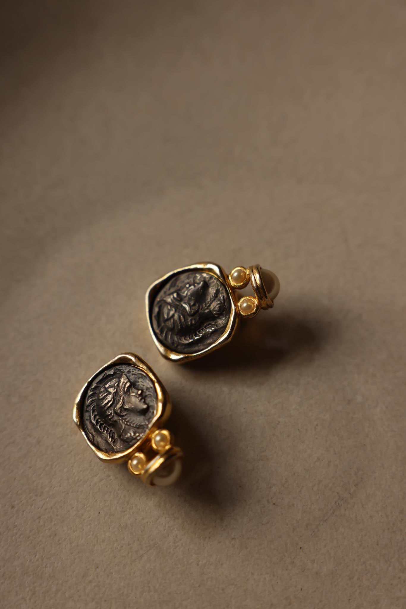 Coin Medallion Clip-On Earrings|Vintage Baazaar 